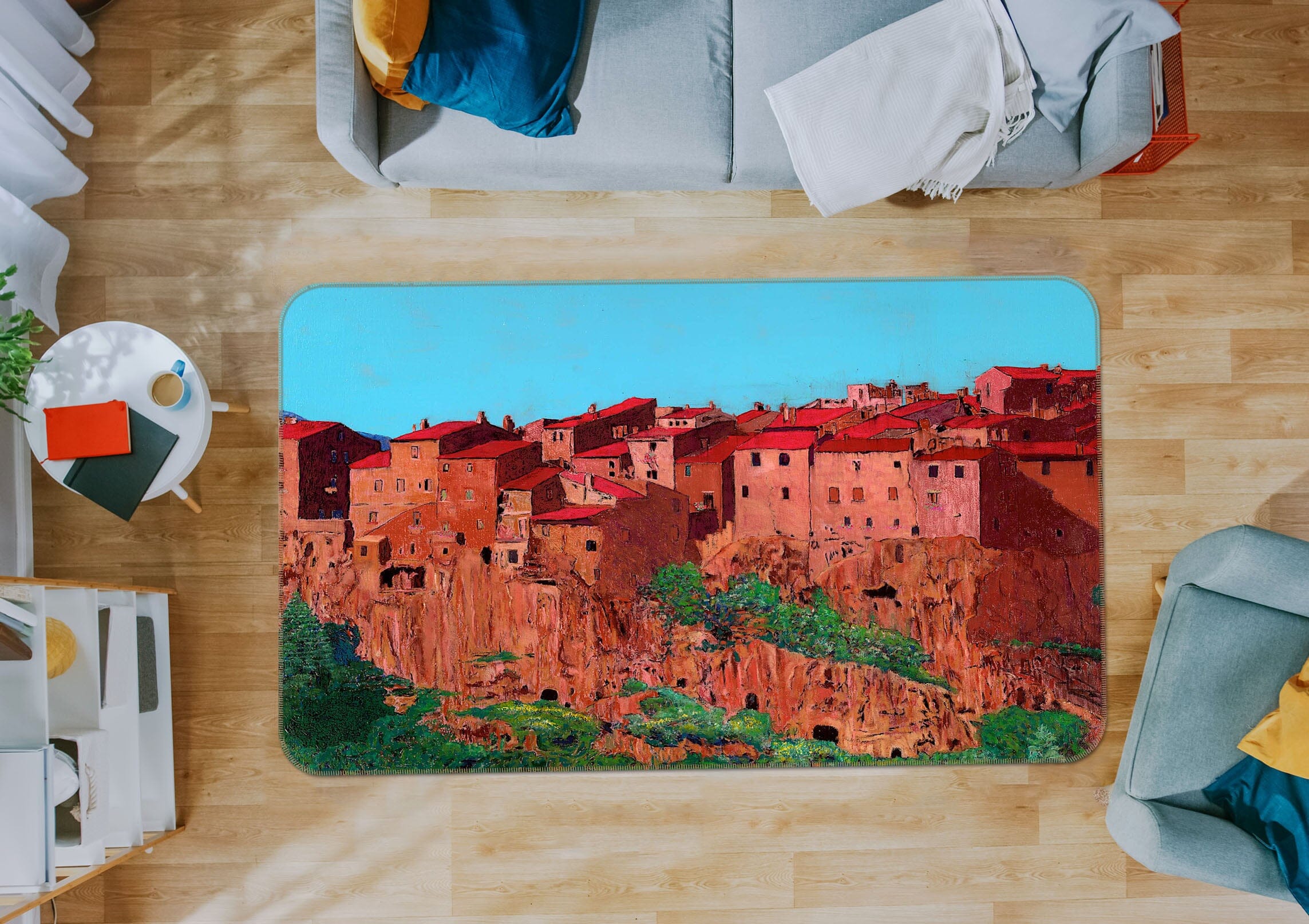 3D Pitigliano Village 1001 Allan P. Friedlander Rug Non Slip Rug Mat Mat AJ Creativity Home 