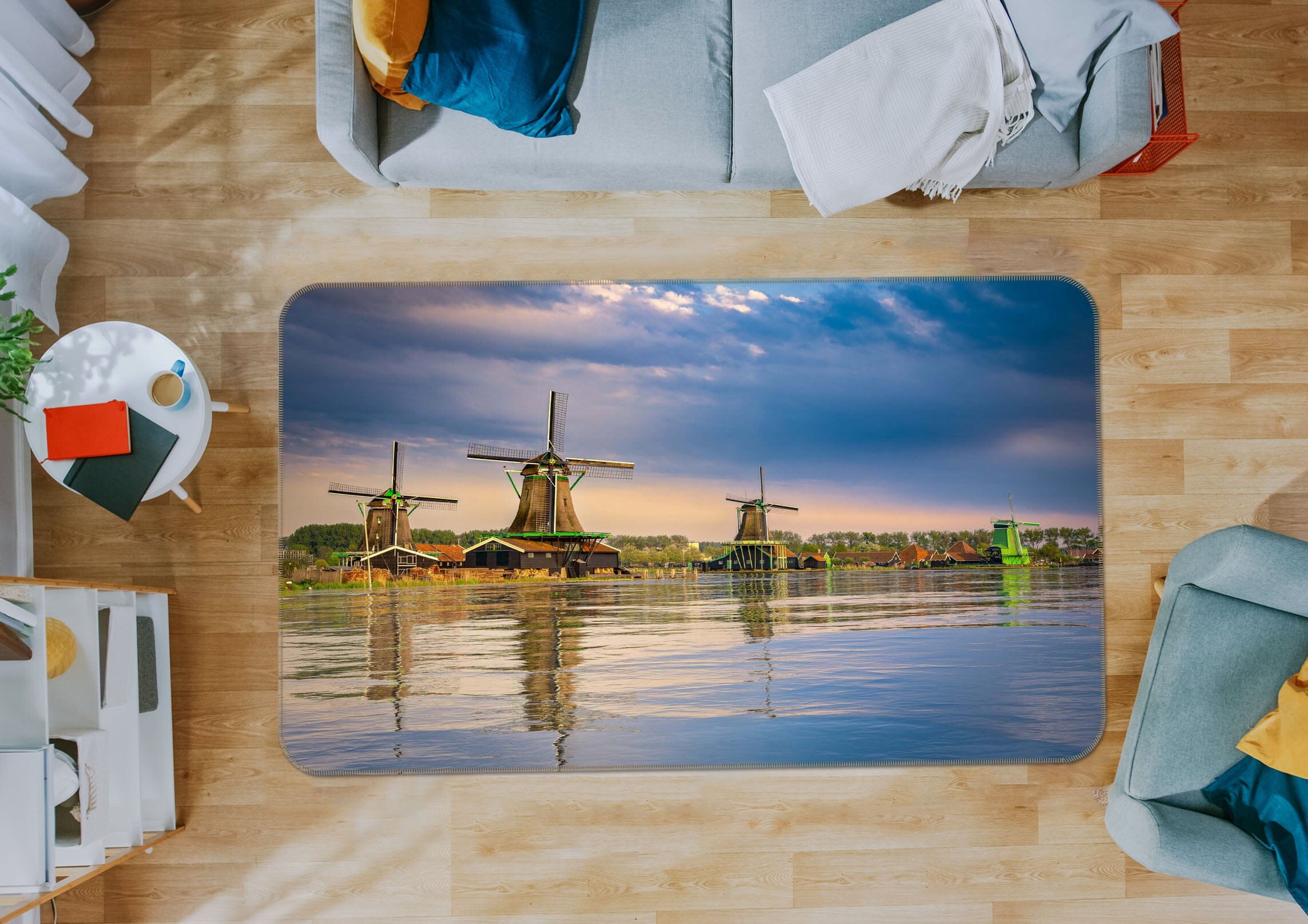 3D River Windmill 1080 Marco Carmassi Rug Non Slip Rug Mat Mat AJ Creativity Home 