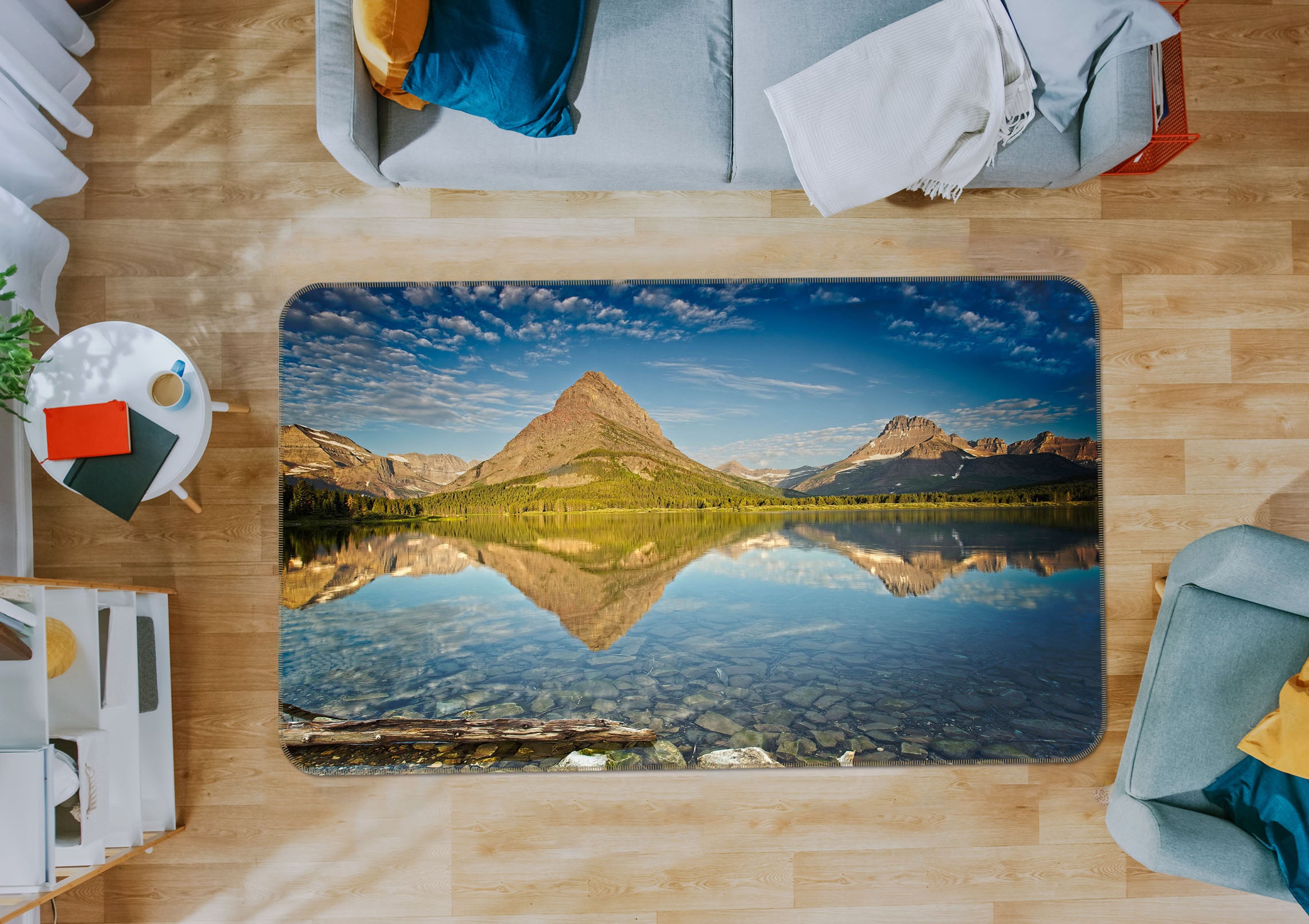 3D Swiftcurrent Lake Sunrise 84081 Kathy Barefield Rug Non Slip Rug Mat