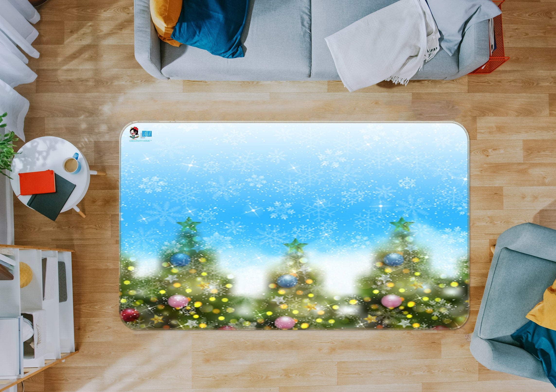 3D Tree Snow 55095 Christmas Non Slip Rug Mat Xmas