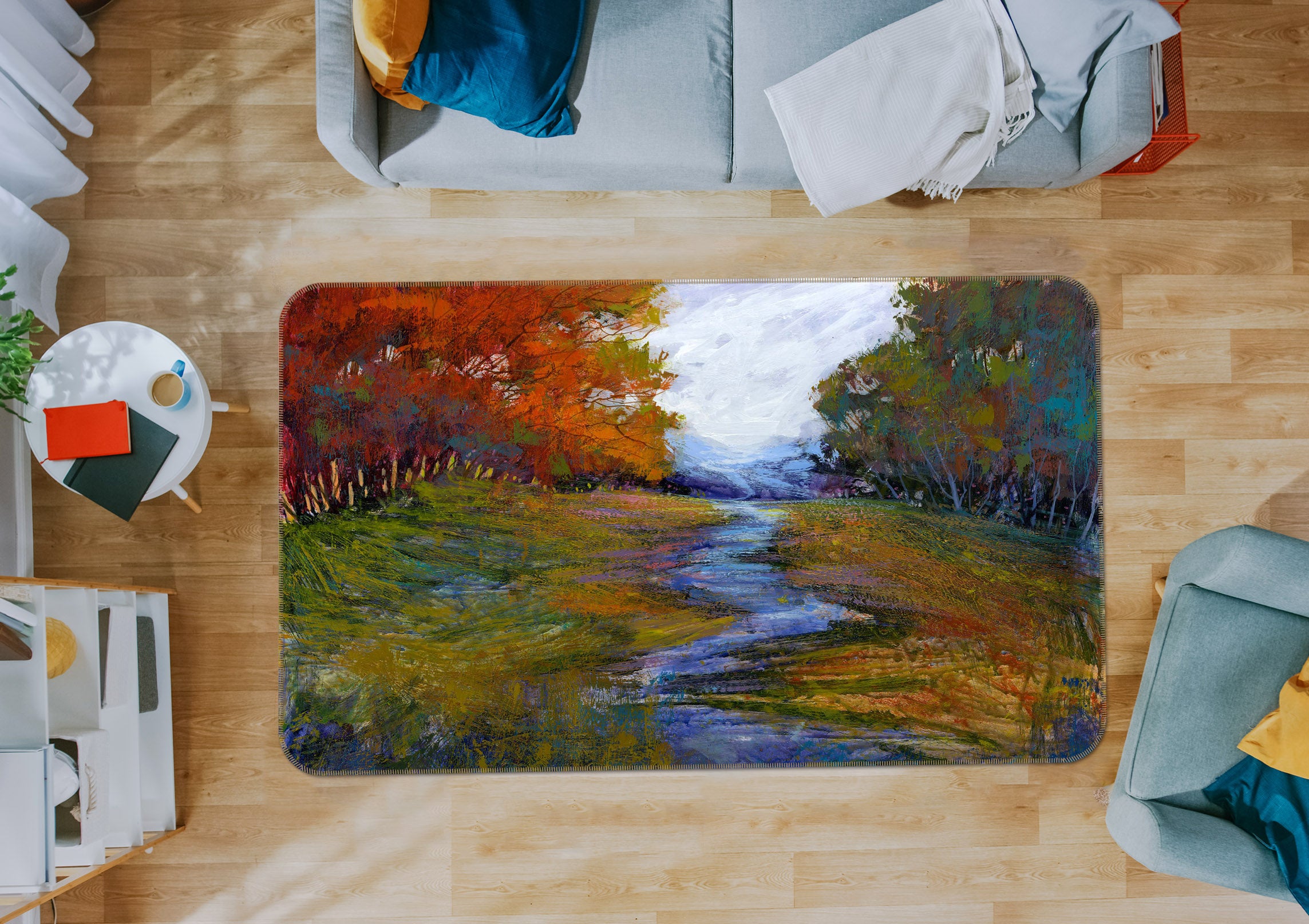 3D Tranquil River 1045 Michael Tienhaara Rug Non Slip Rug Mat