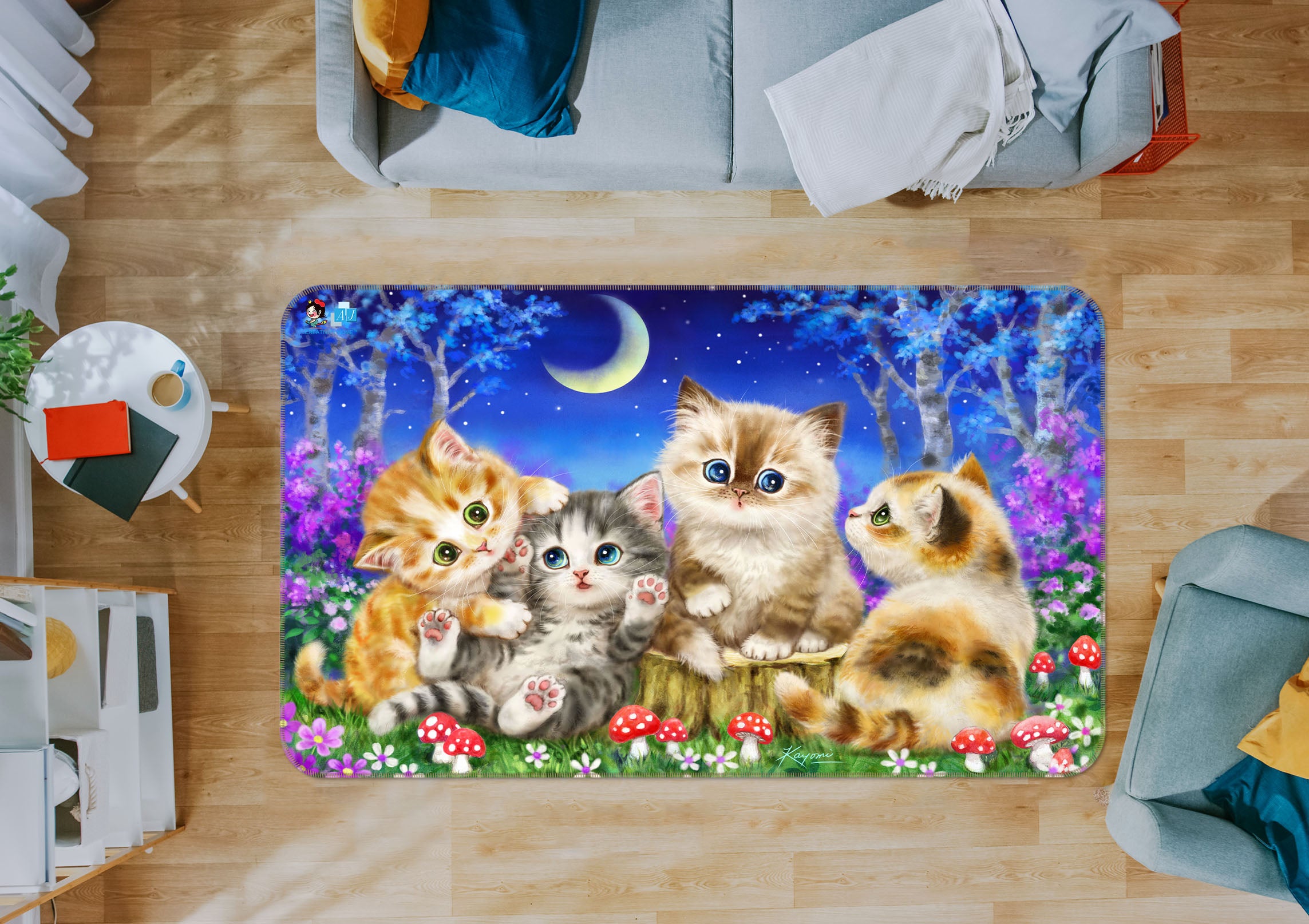 3D Cartoon Cat 5730 Kayomi Harai Rug Non Slip Rug Mat