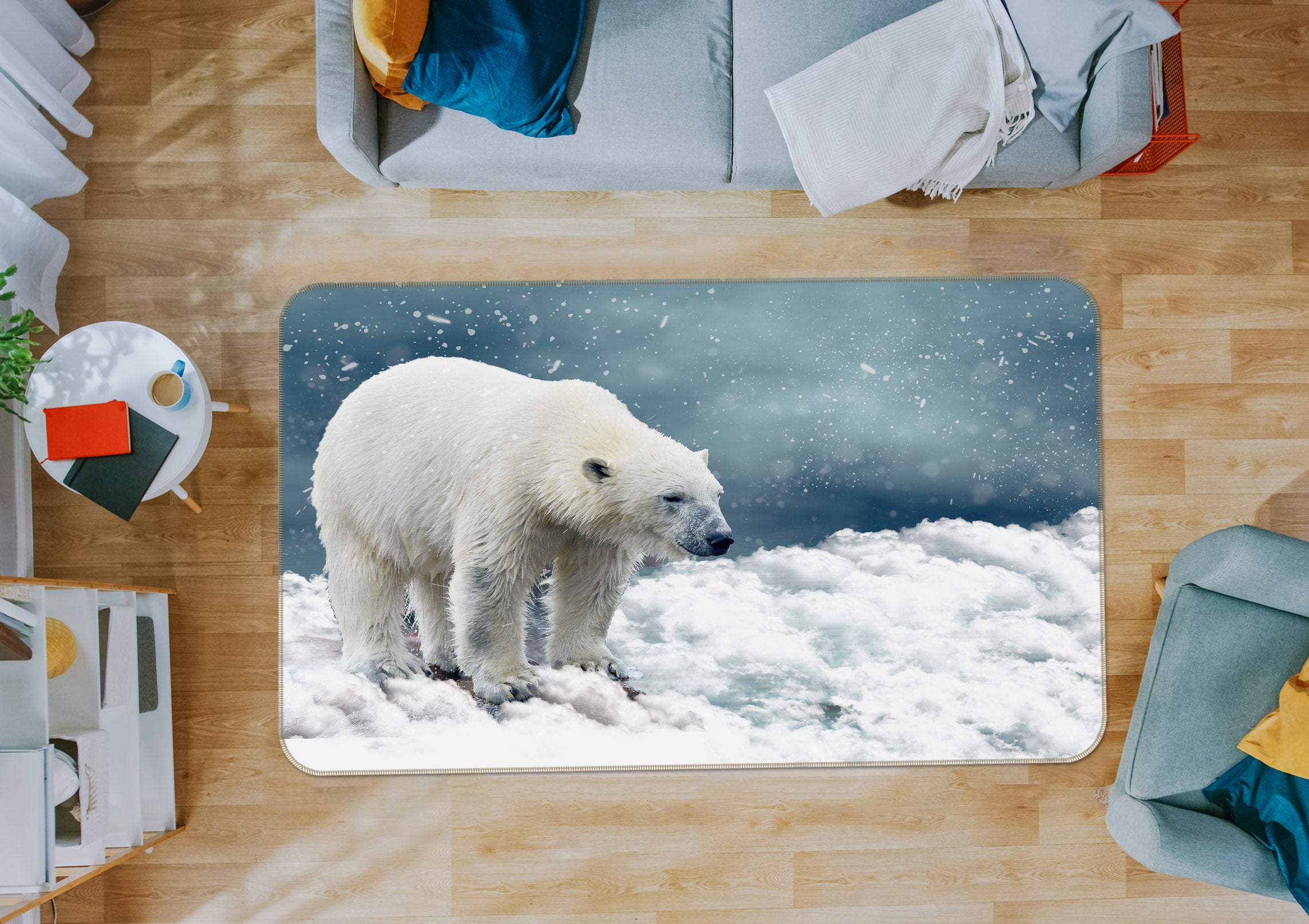 3D Snow Polar Bear 69007 Animal Non Slip Rug Mat