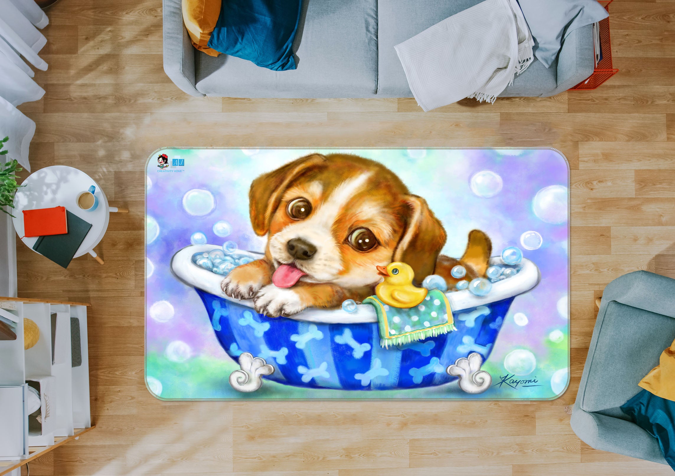 3D Bathtub Pet Dog 5607 Kayomi Harai Rug Non Slip Rug Mat