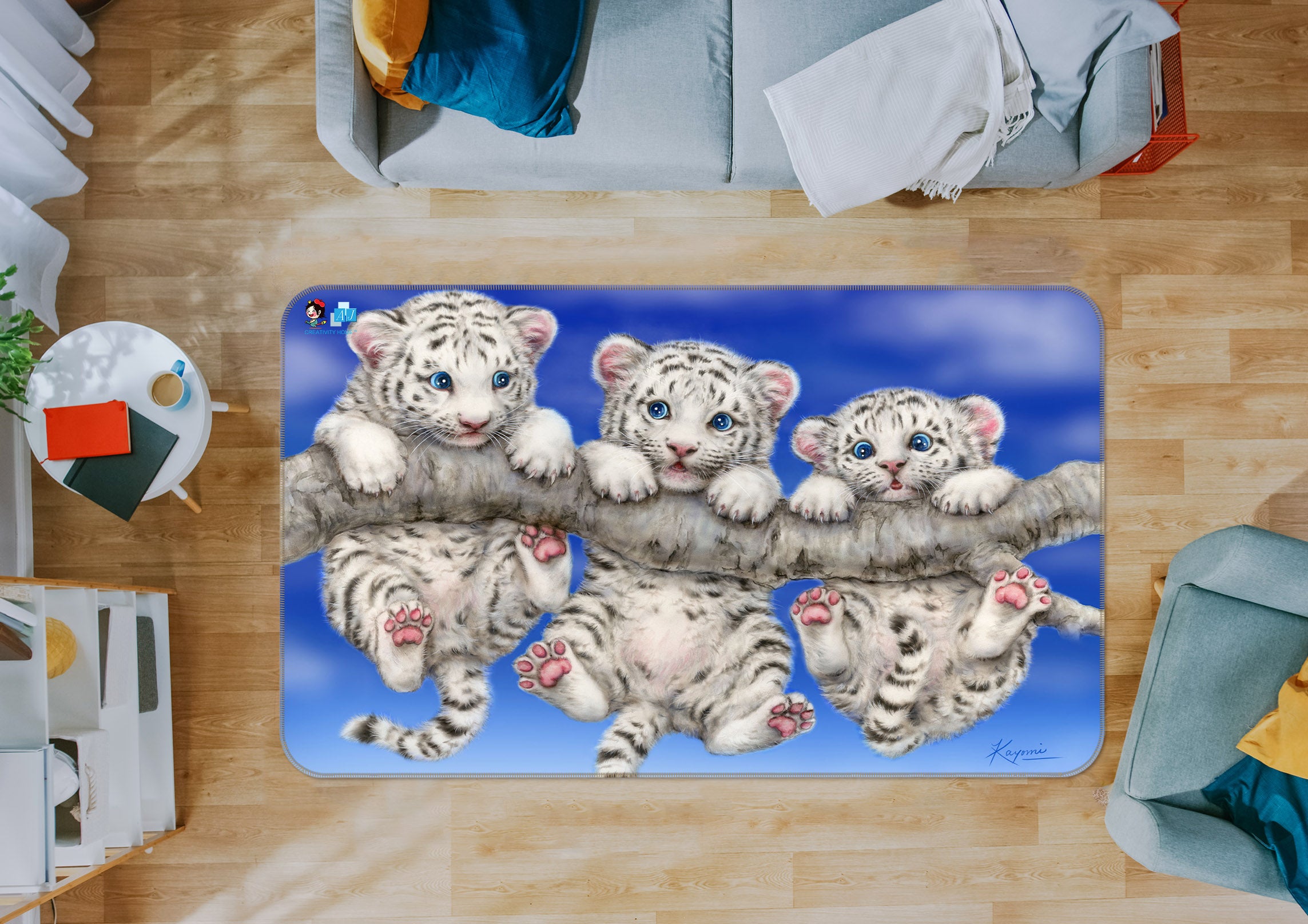 3D Baby Tiger 5655 Kayomi Harai Rug Non Slip Rug Mat