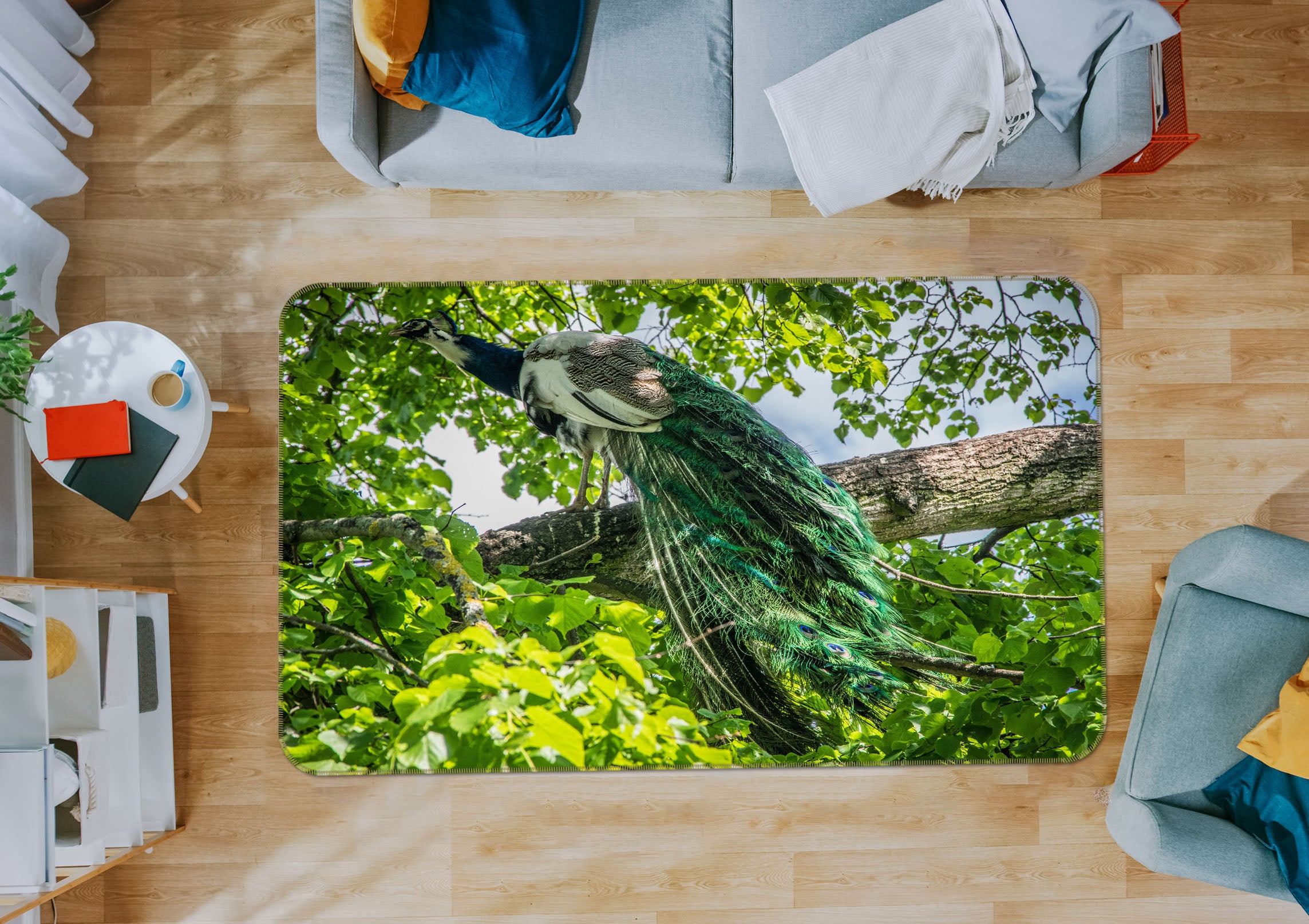 3D Tree Peacock 68198 Animal Non Slip Rug Mat