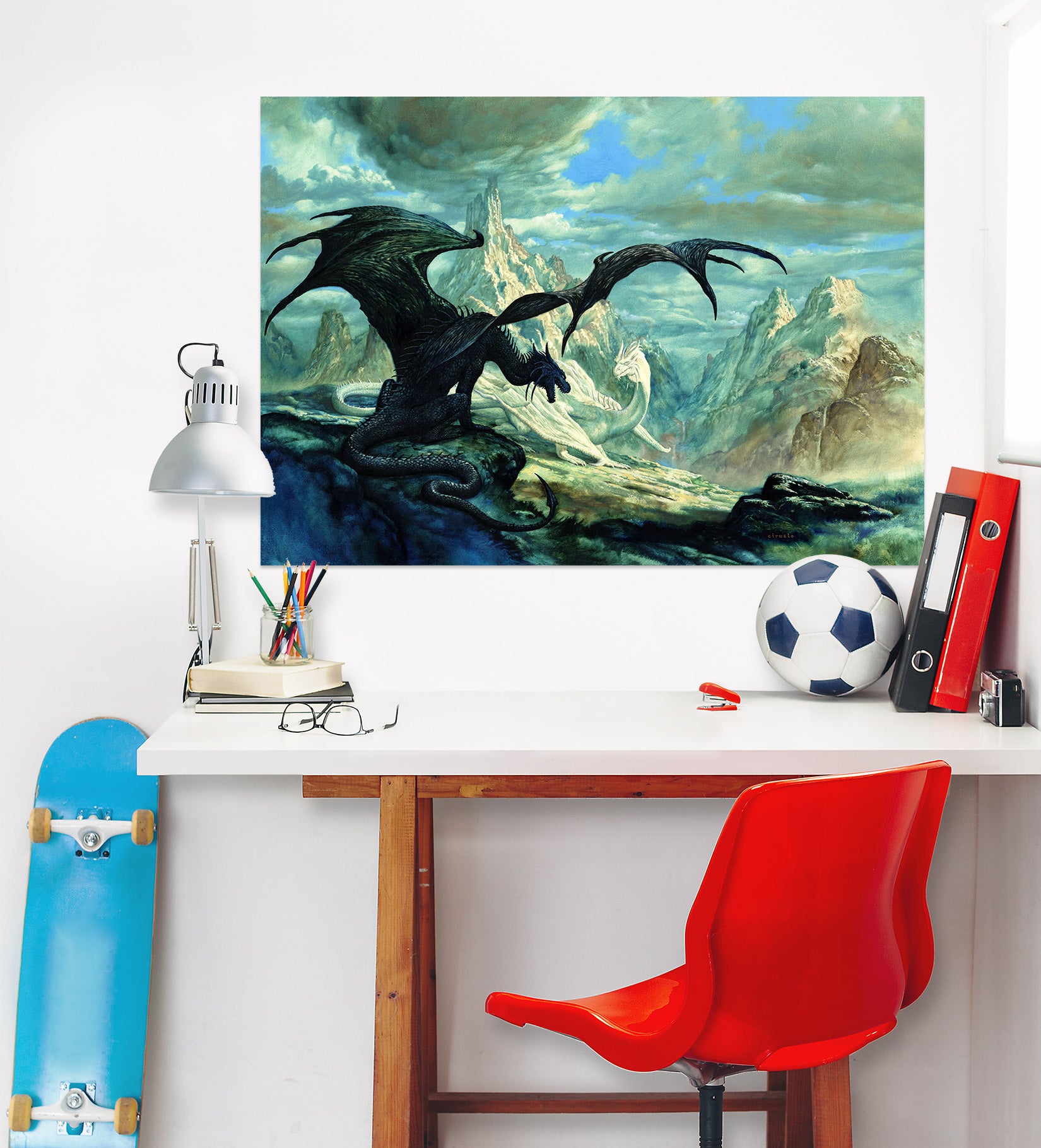 3D Dragon Snow Mountain 8051 Ciruelo Wall Sticker