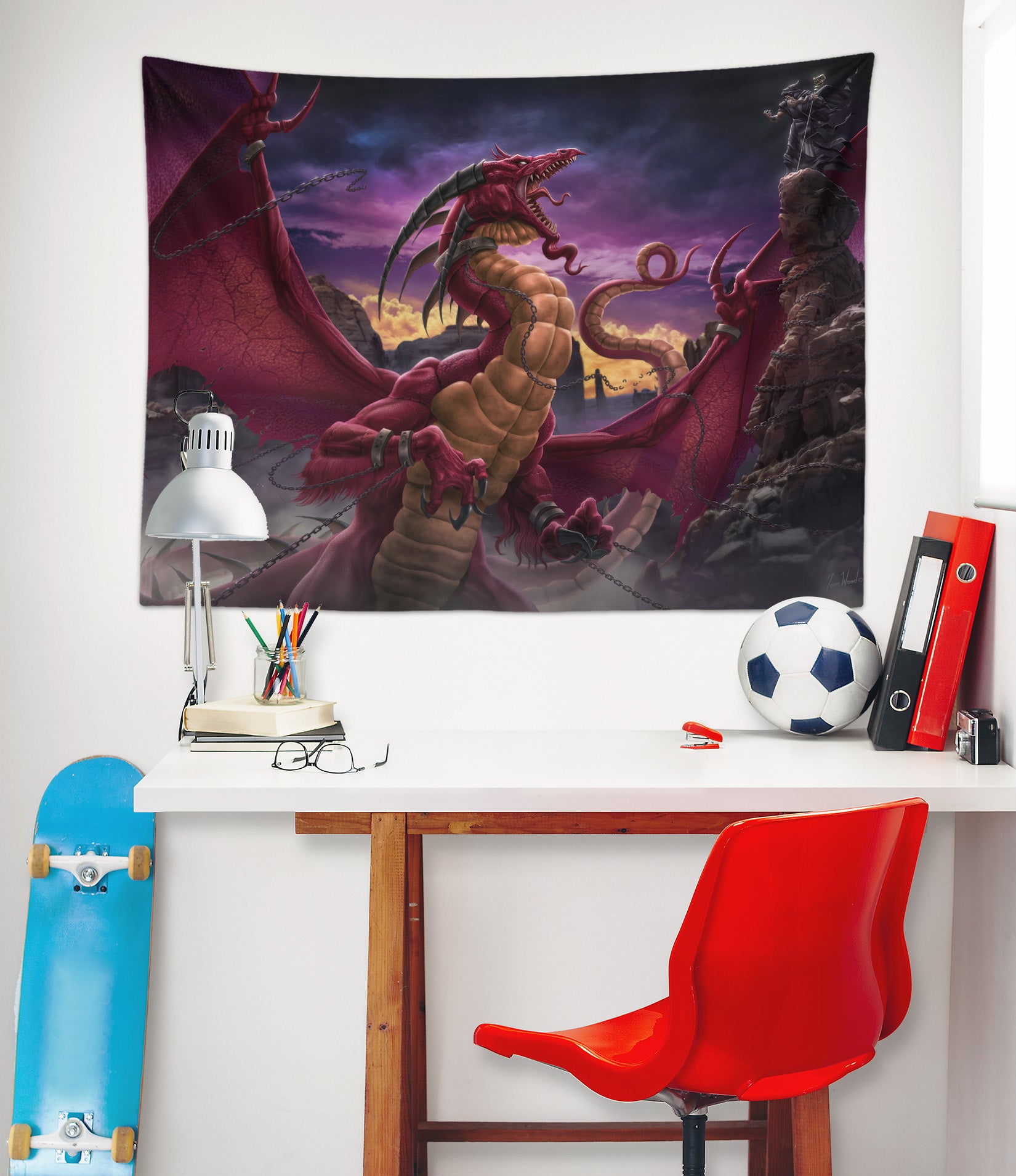 3D Red Big Dragon 121191 Tom Wood Tapestry Hanging Cloth Hang