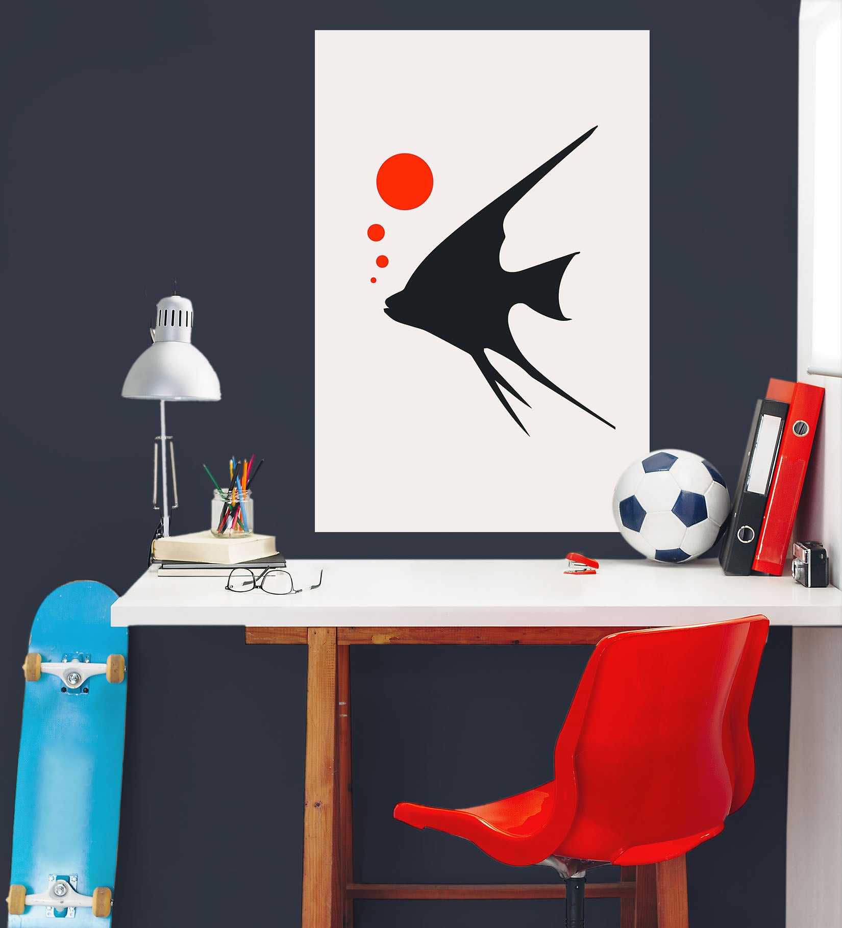 3D Black Fish 116 Boris Draschoff Wall Sticker