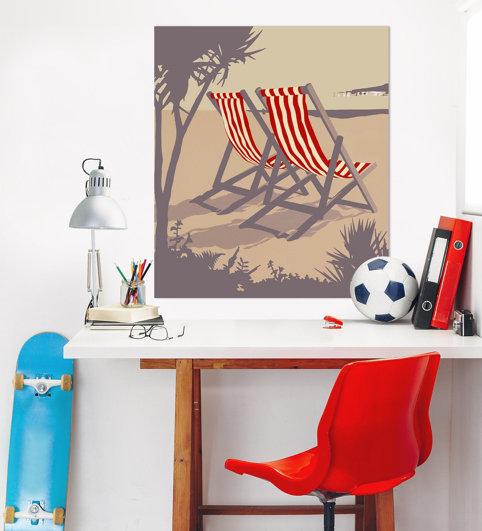 3D Bournemouth Red Deckchairs 019 Steve Read Wall Sticker Wallpaper AJ Wallpaper 2 