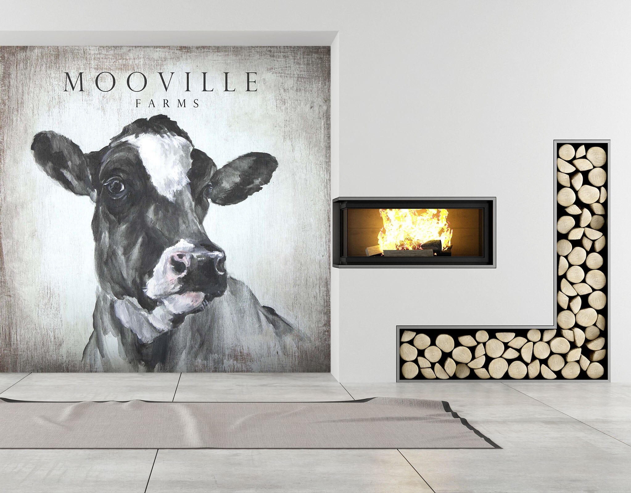 3D Sketch Cow 1408 Debi Coules Wall Mural Wall Murals Wallpaper AJ Wallpaper 2 