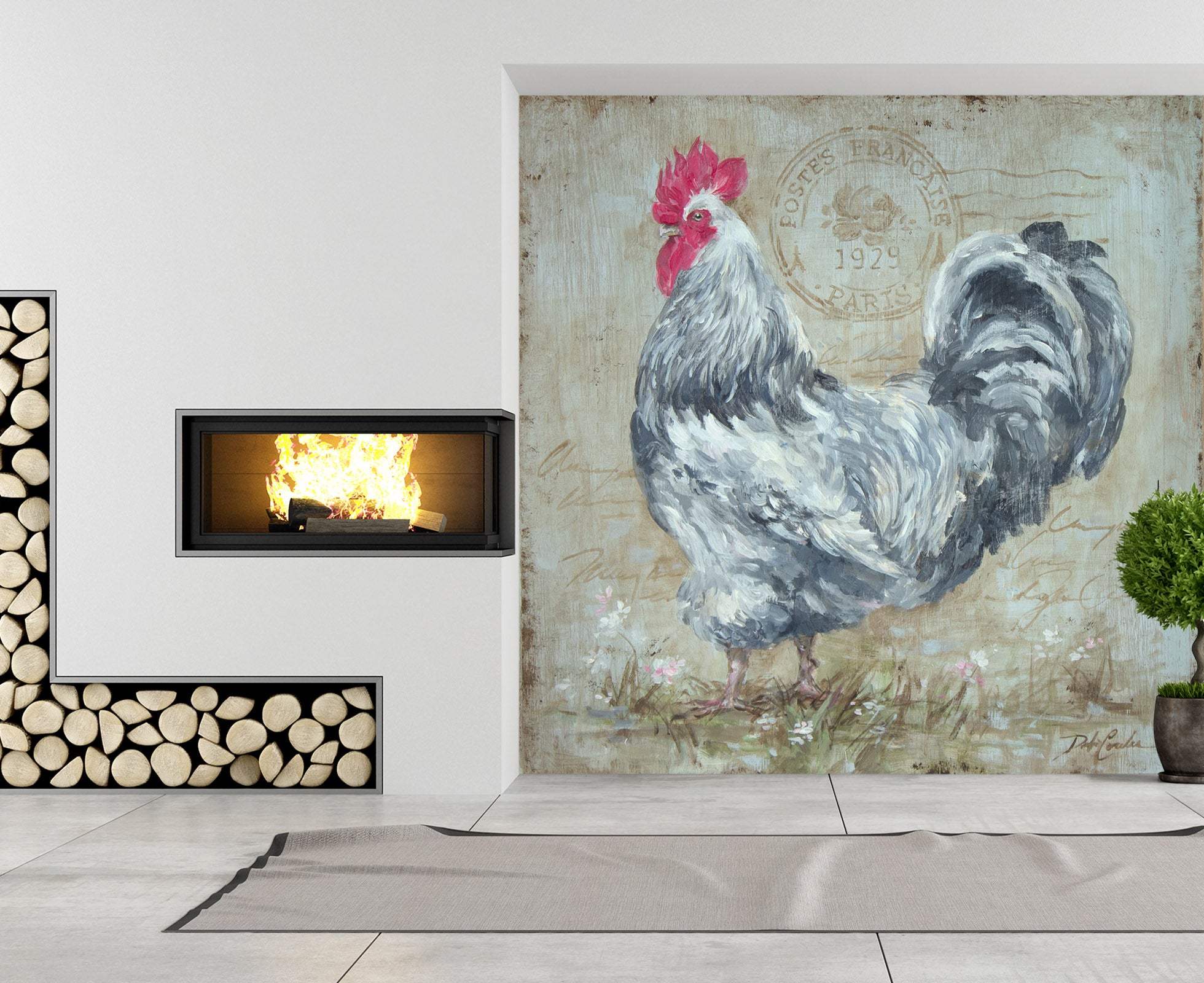 3D Rooster 3112 Debi Coules Wall Mural Wall Murals