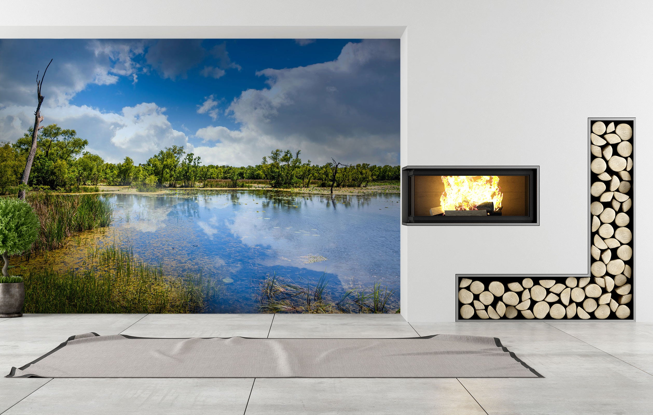 3D Cloud Lake Tree 5207 Beth Sheridan Wall Mural Wall Murals