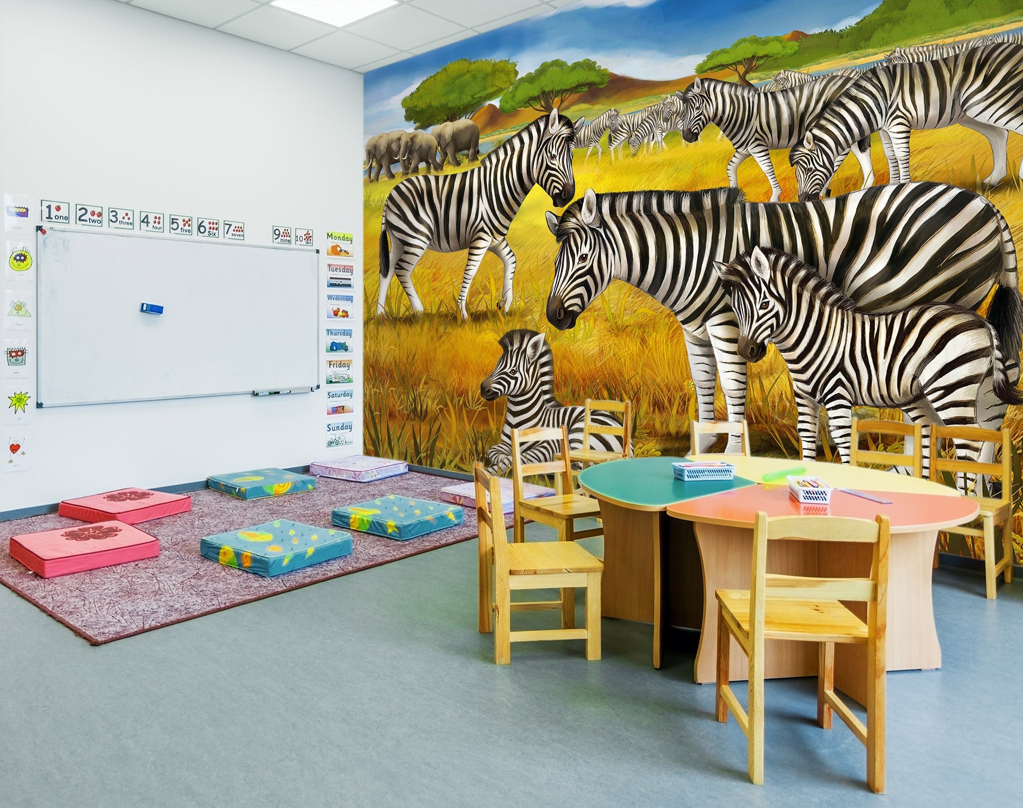 3D Grassland Zebra 049 Wall Murals Wallpaper AJ Wallpaper 2 