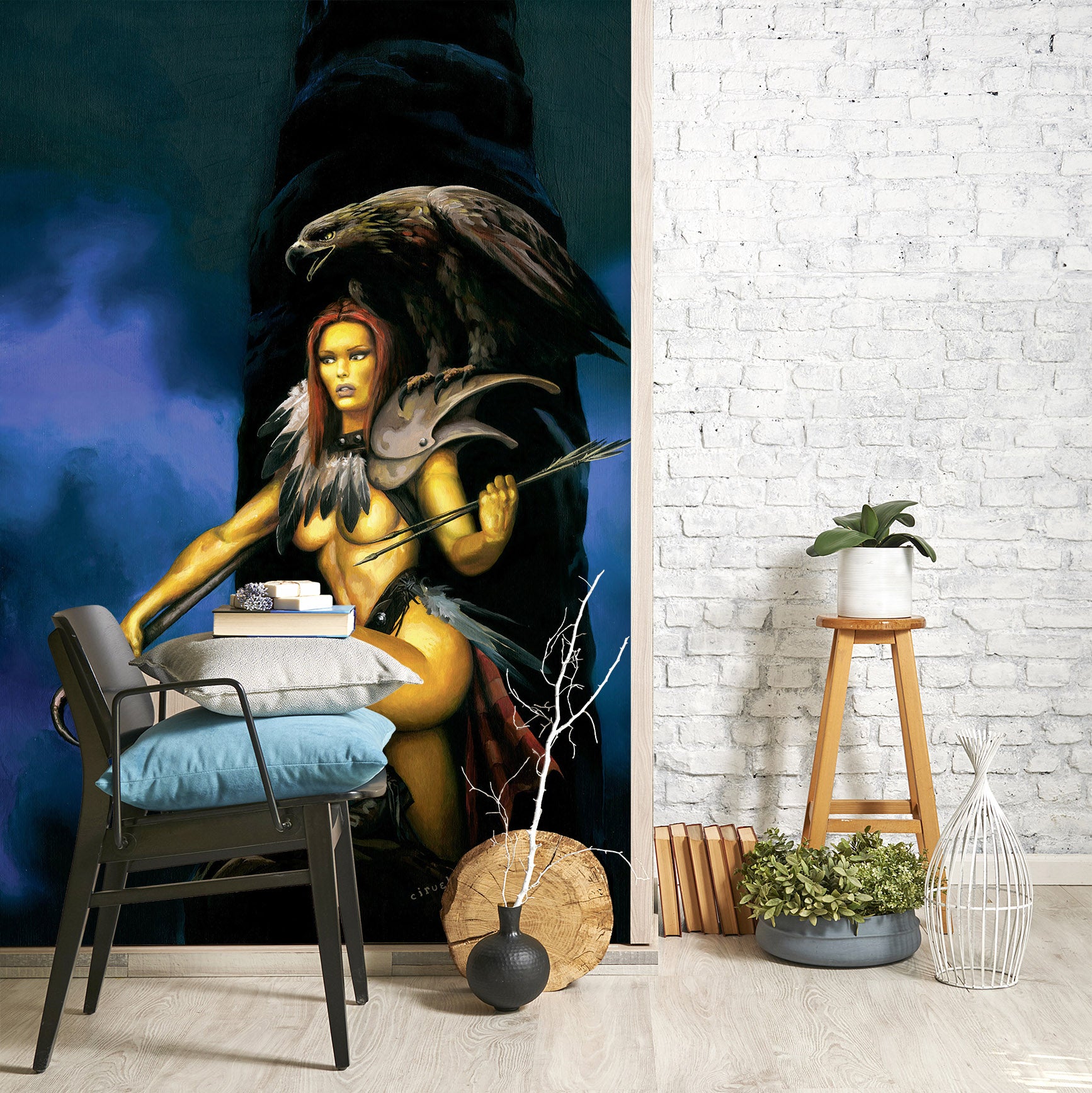 3D Eagle Woman 7113 Ciruelo Wall Mural Wall Murals