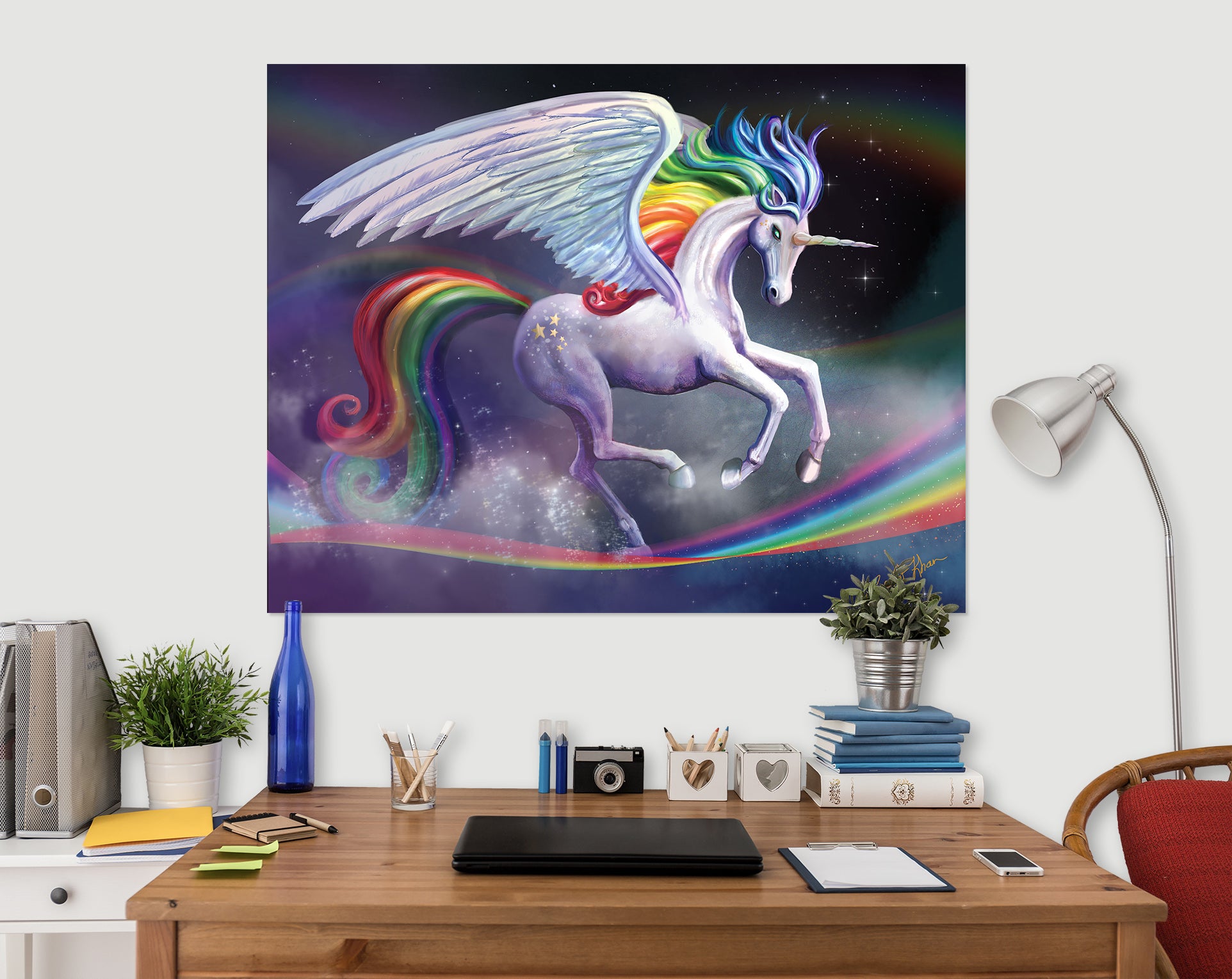 3D White Horse 112 Rose Catherine Khan Wall Sticker