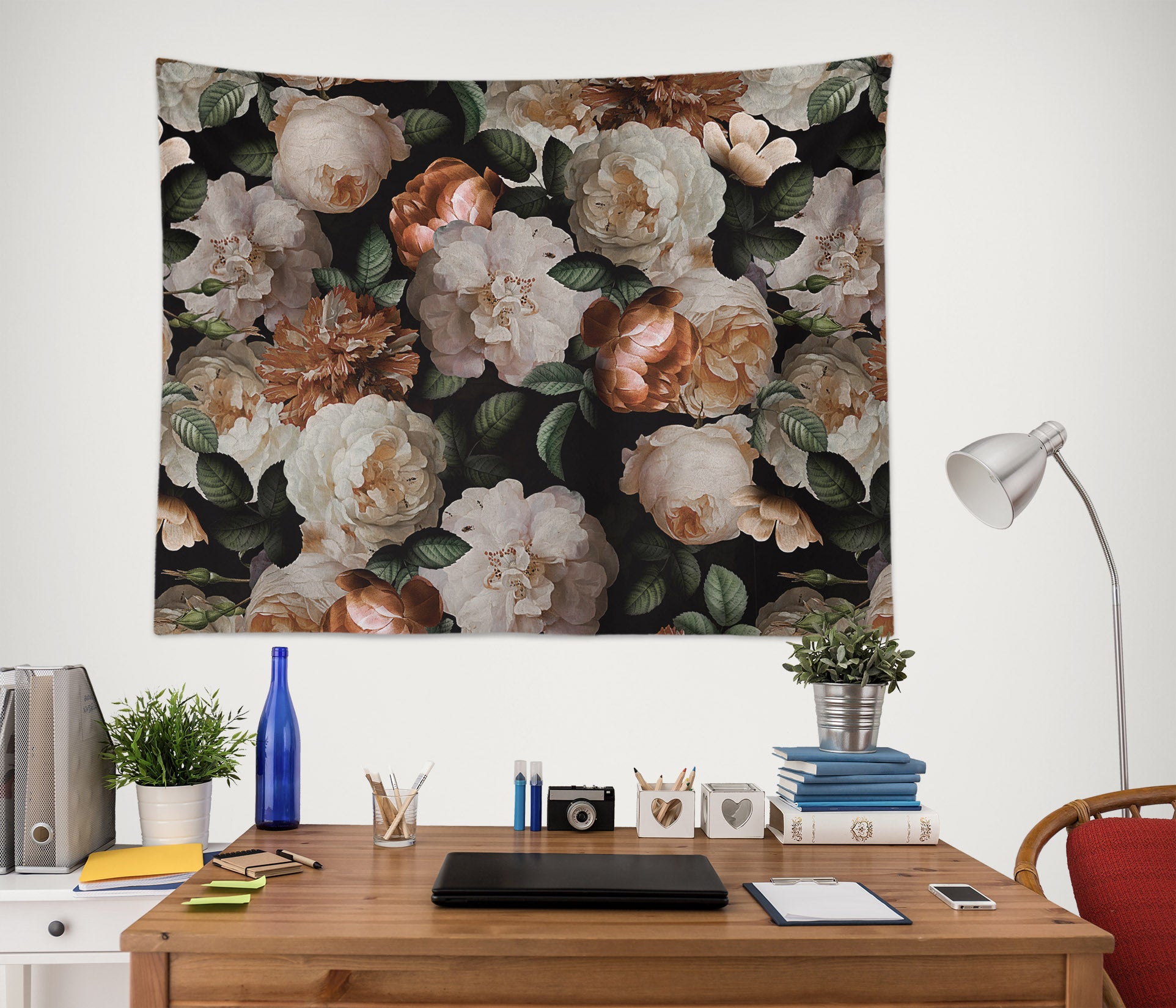 3D White Flower 913 Uta Naumann Tapestry Hanging Cloth Hang