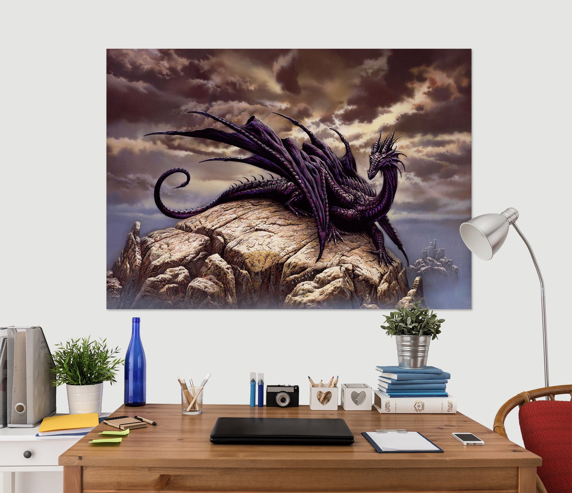 3D Stone Dragon 8040 Ciruelo Wall Sticker