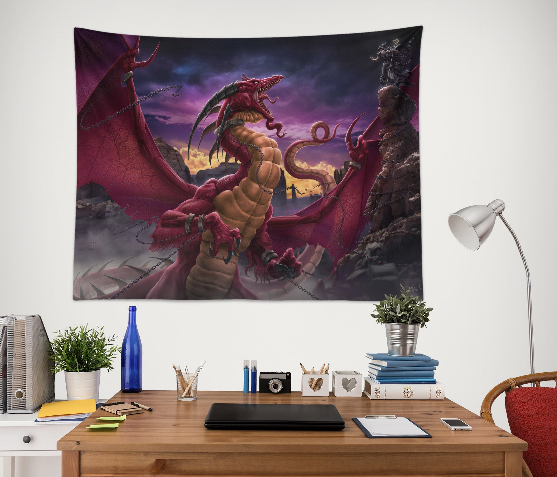 3D Red Big Dragon 121191 Tom Wood Tapestry Hanging Cloth Hang