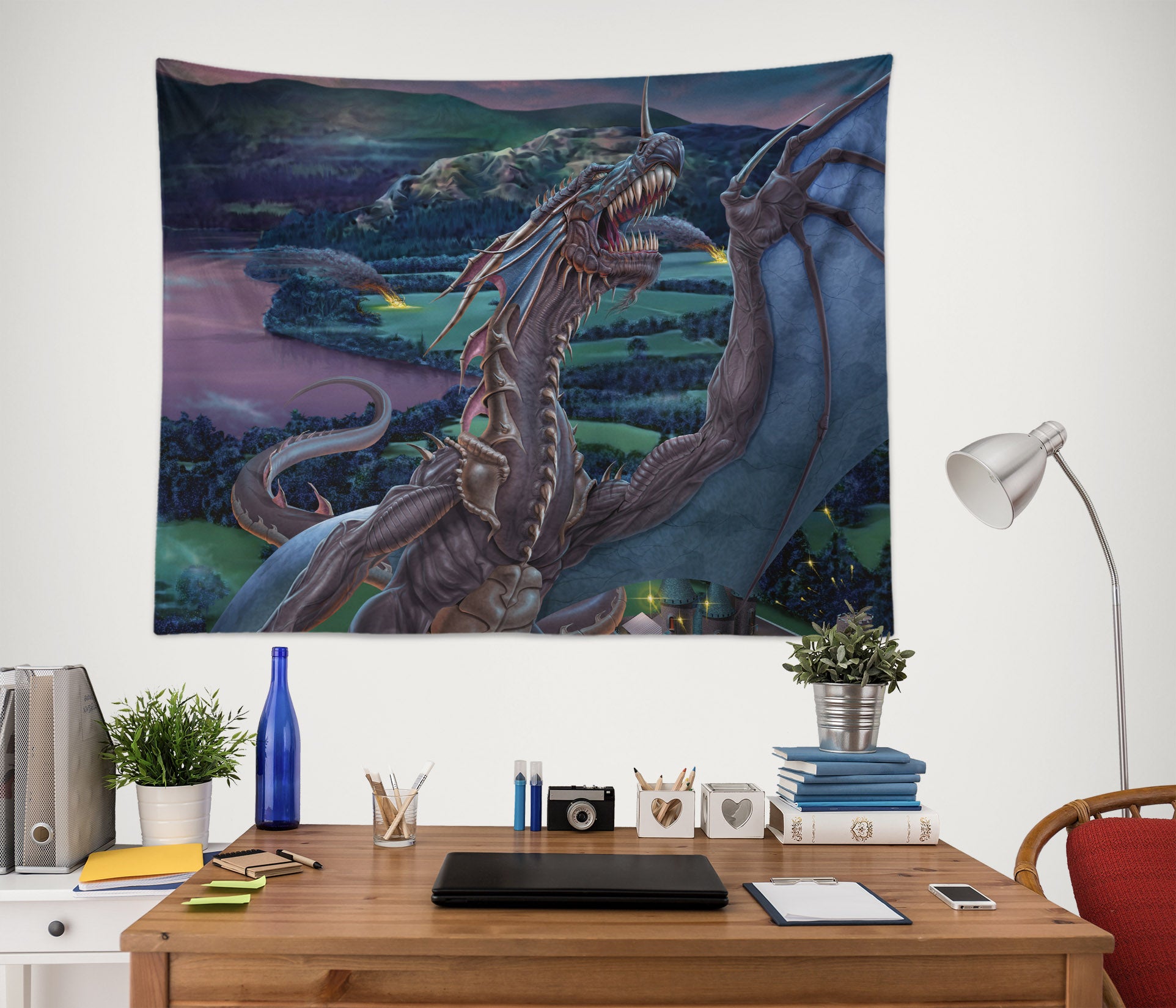 3D Grassland Big Dragon 121206 Tom Wood Tapestry Hanging Cloth Hang