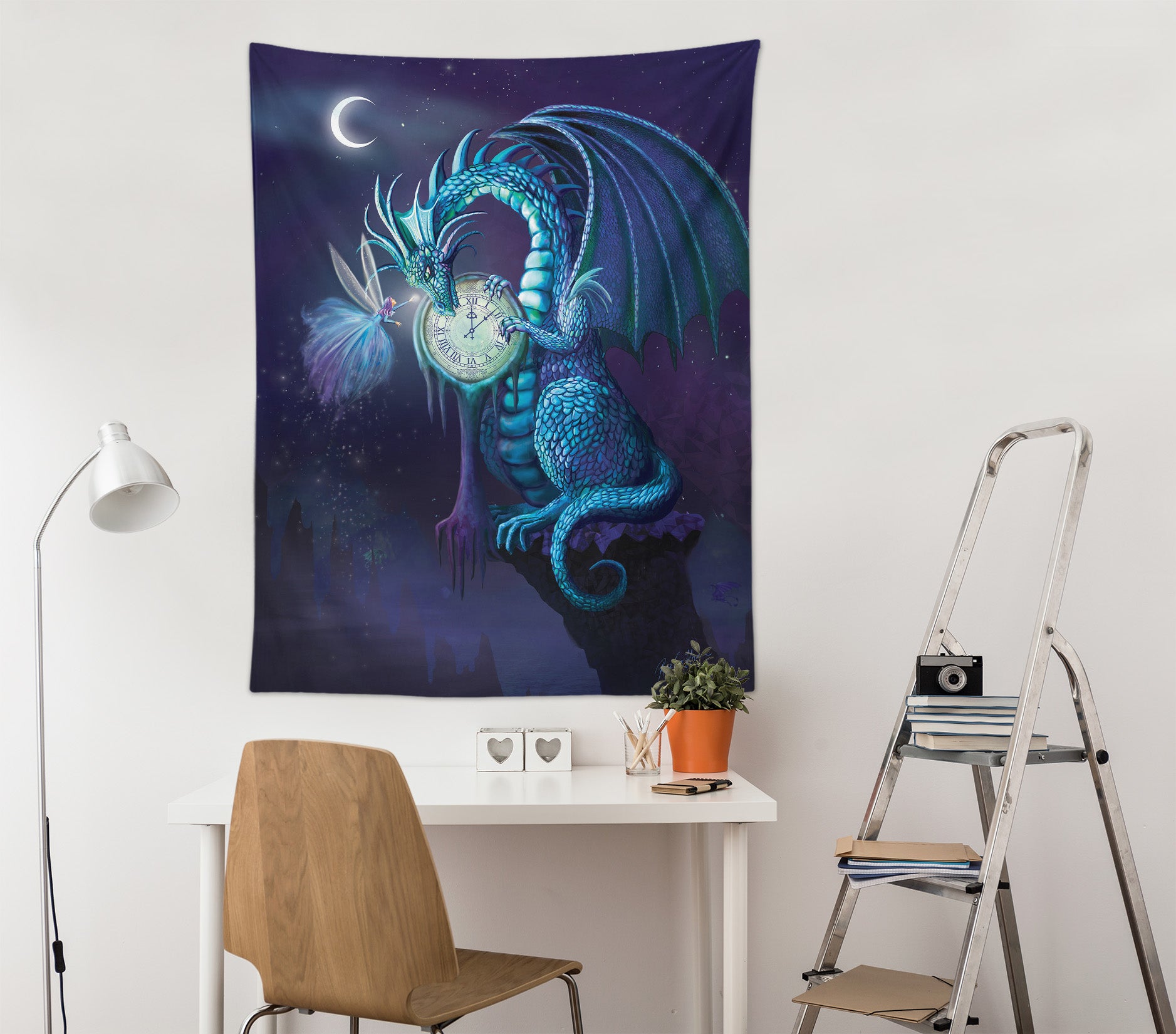 3D Blue Dragon Moon 5216 Rose Catherine Khan Tapestry Hanging Cloth Hang