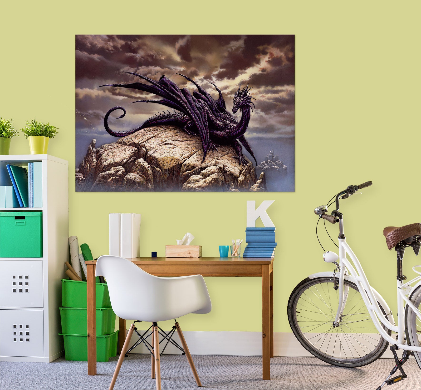 3D Stone Dragon 8040 Ciruelo Wall Sticker