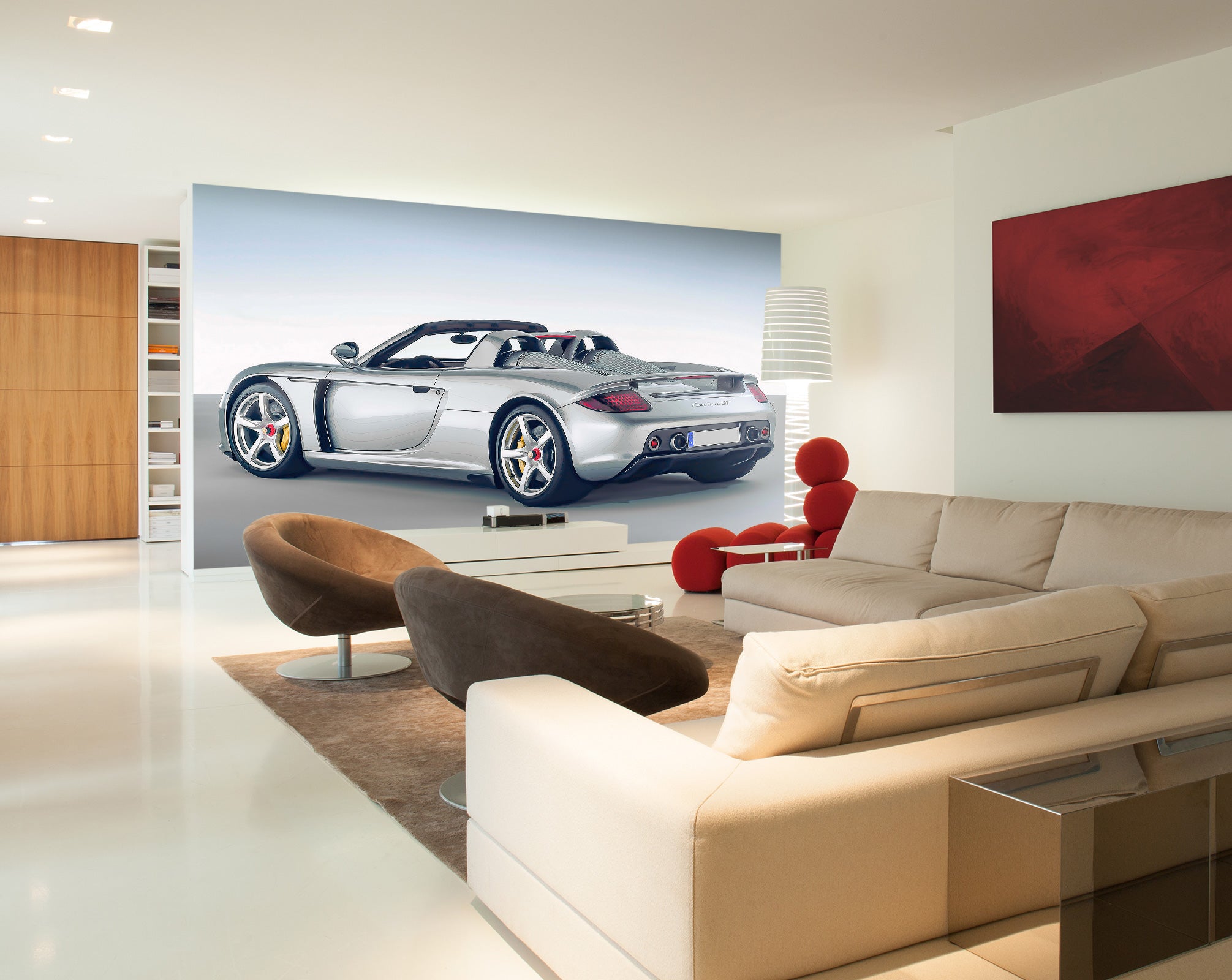 3D Silver Sports Car 9165 Alius Herb Wall Mural Wall Murals