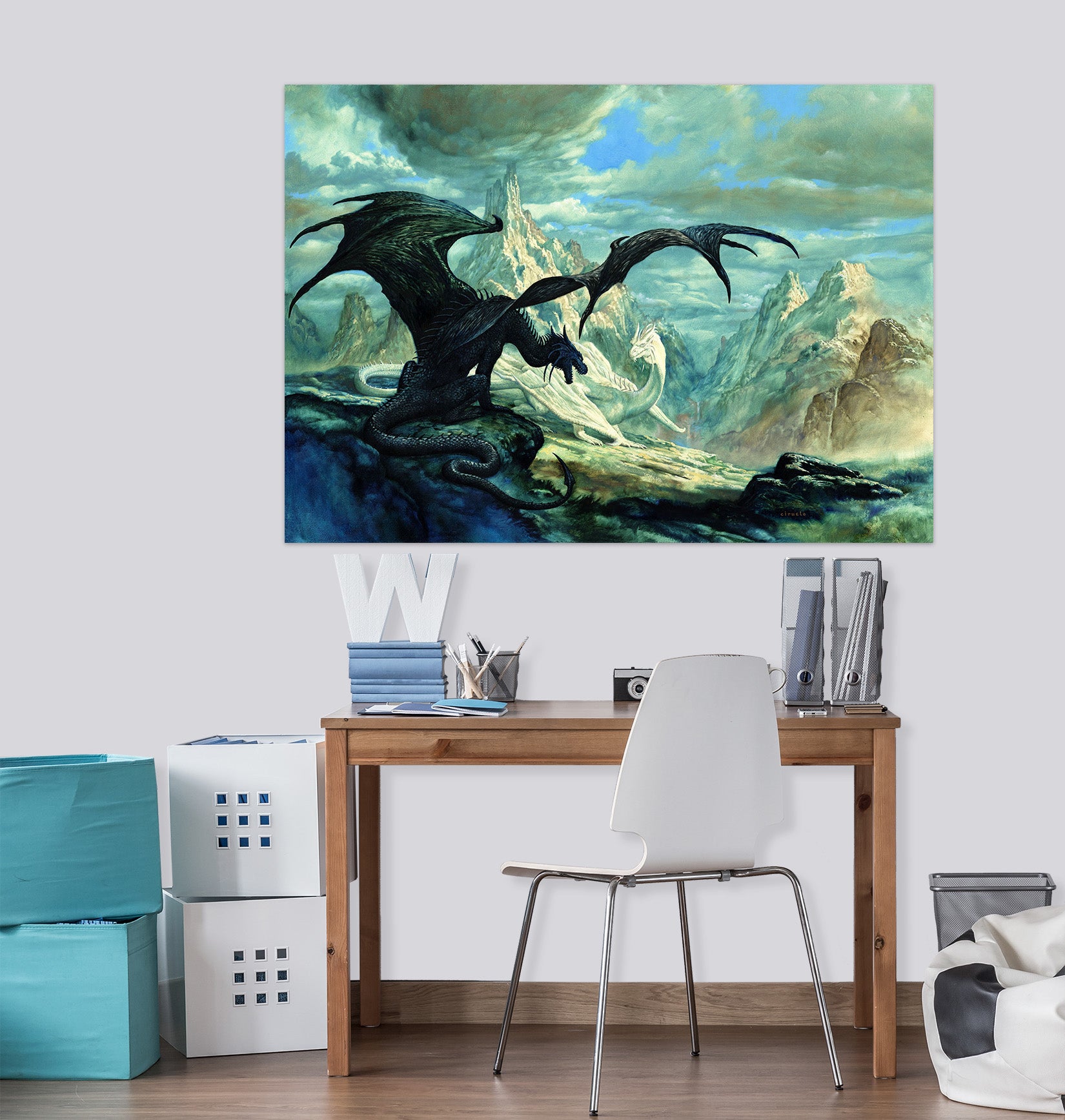 3D Dragon Snow Mountain 8051 Ciruelo Wall Sticker