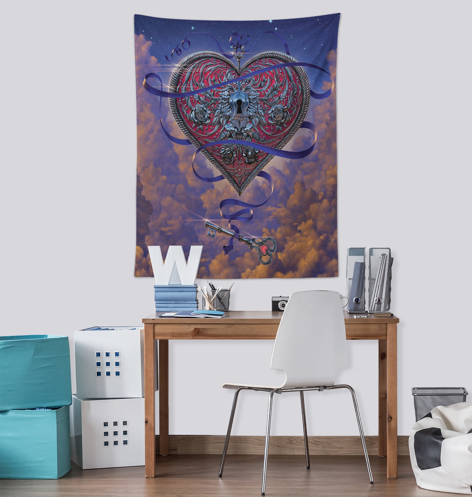 3D Heart Lock 11708 Vincent Tapestry Hanging Cloth Hang