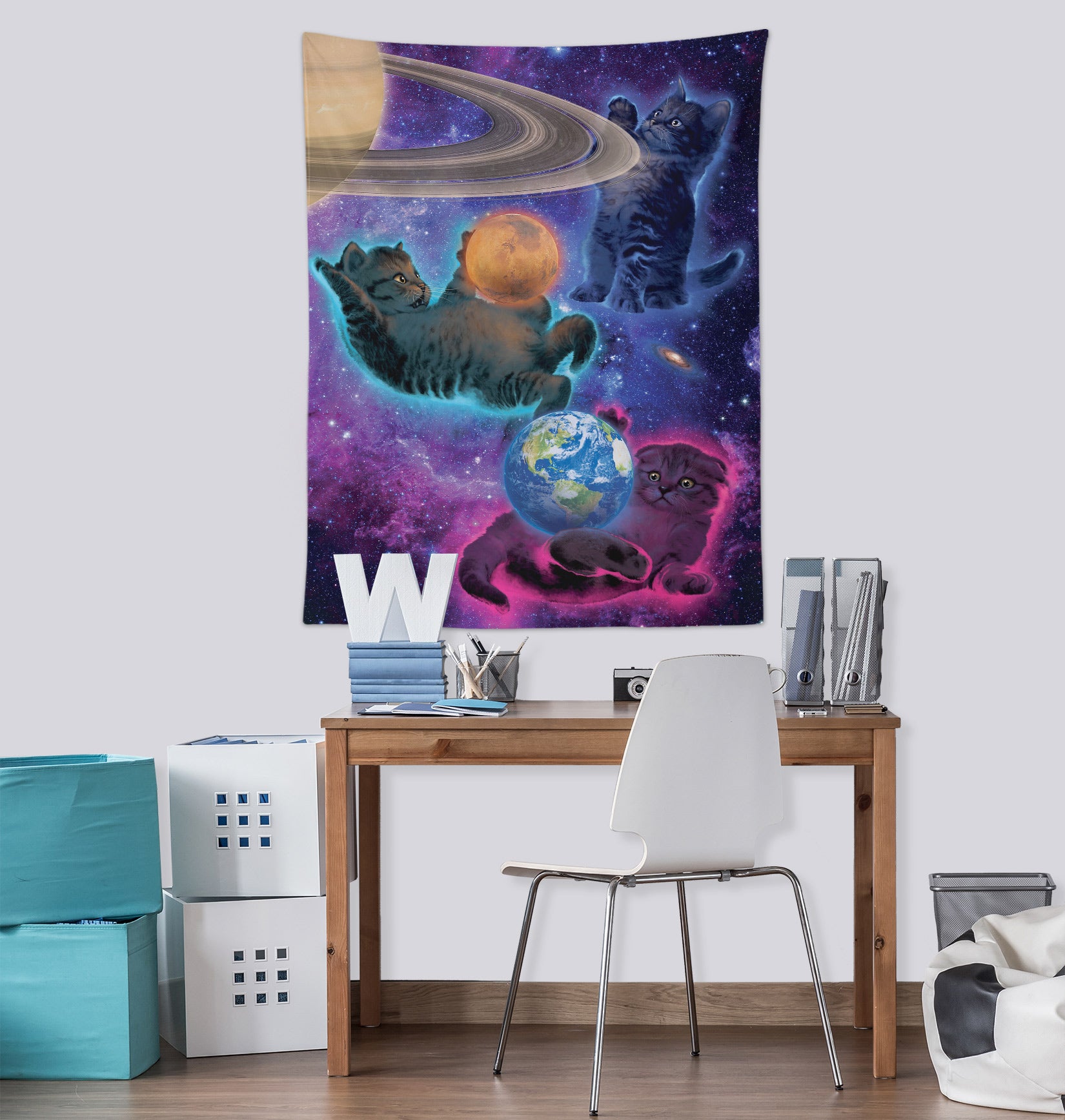 3D Space Planet Cat 116223 Vincent Tapestry Hanging Cloth Hang