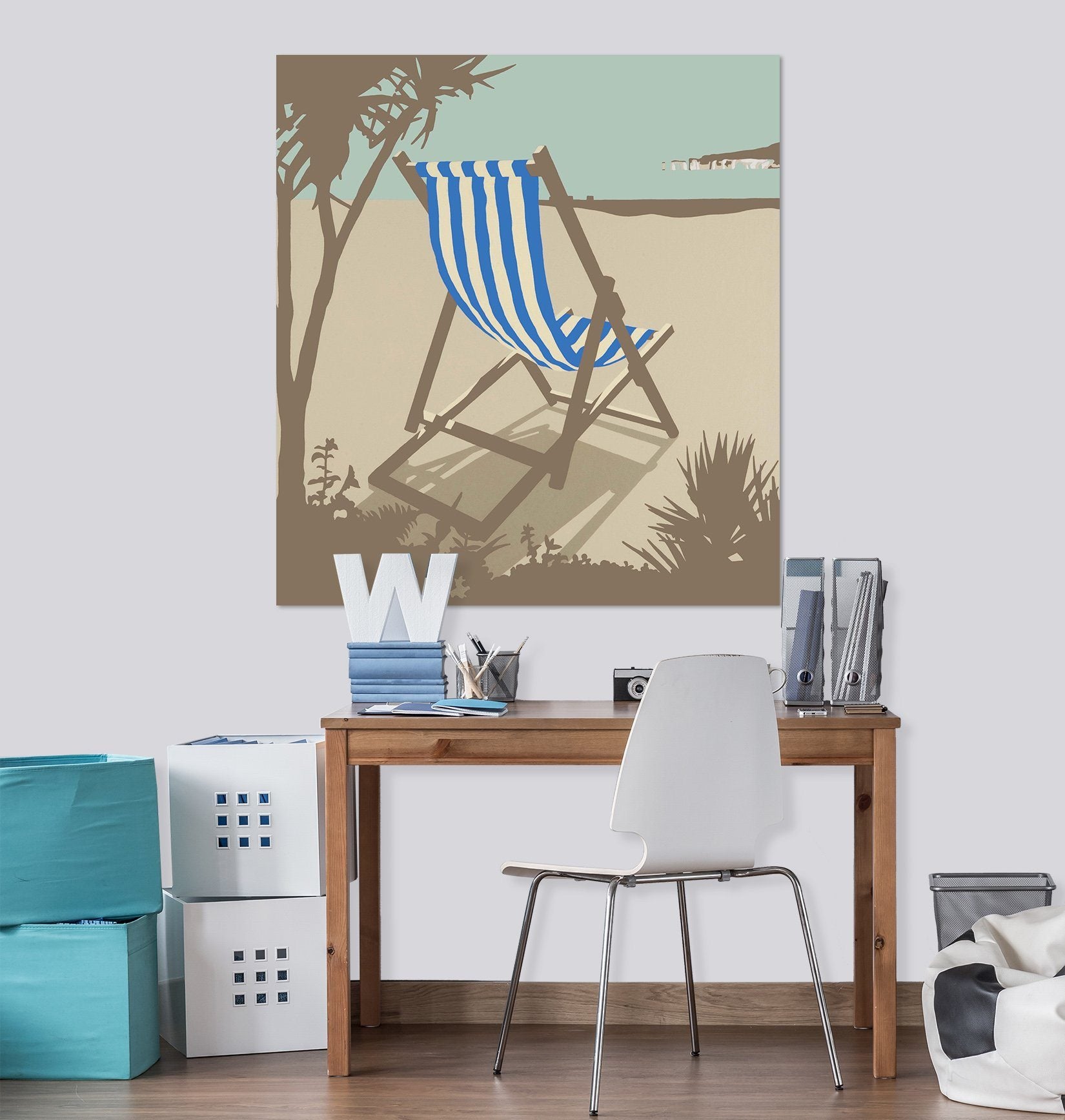 3D Bournemouth Blue Deckchair 017 Steve Read Wall Sticker Wallpaper AJ Wallpaper 2 