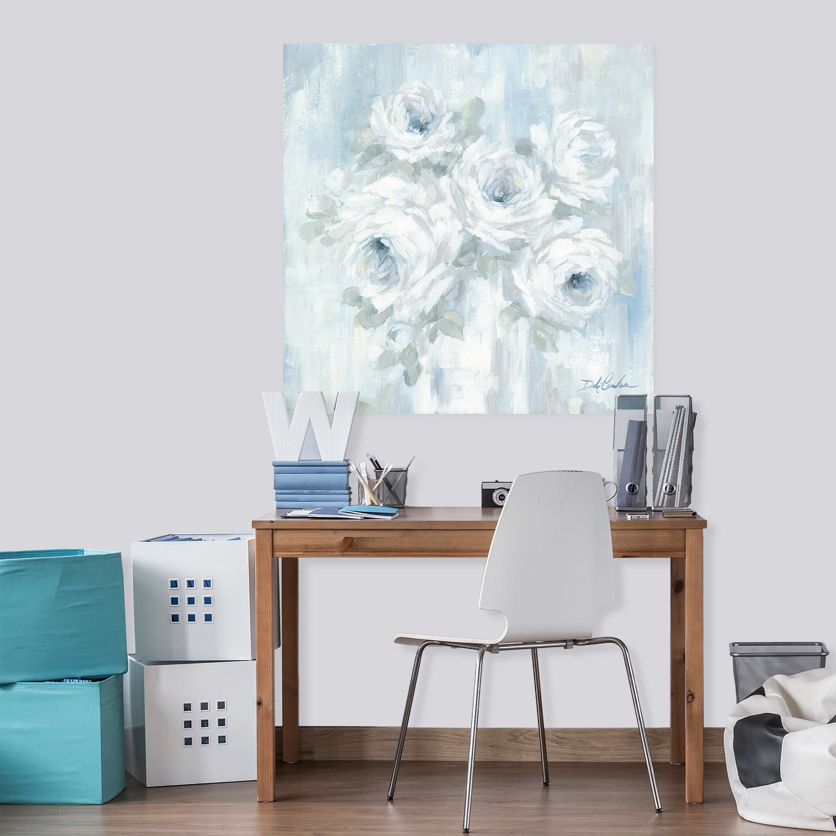 3D White Rose 0102 Debi Coules Wall Sticker