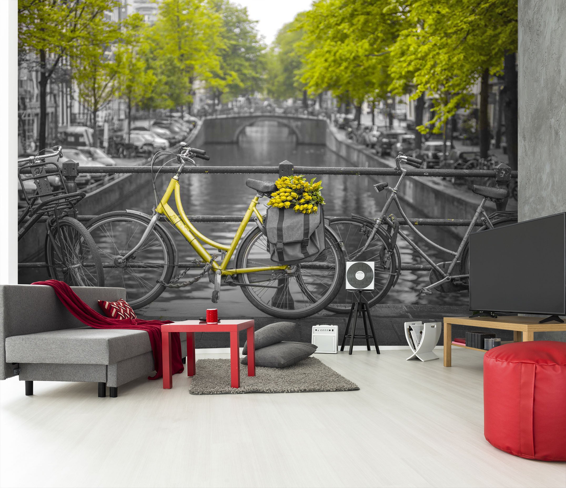 3D Yellow Bicycle 026 Assaf Frank Wall Mural Wall Murals