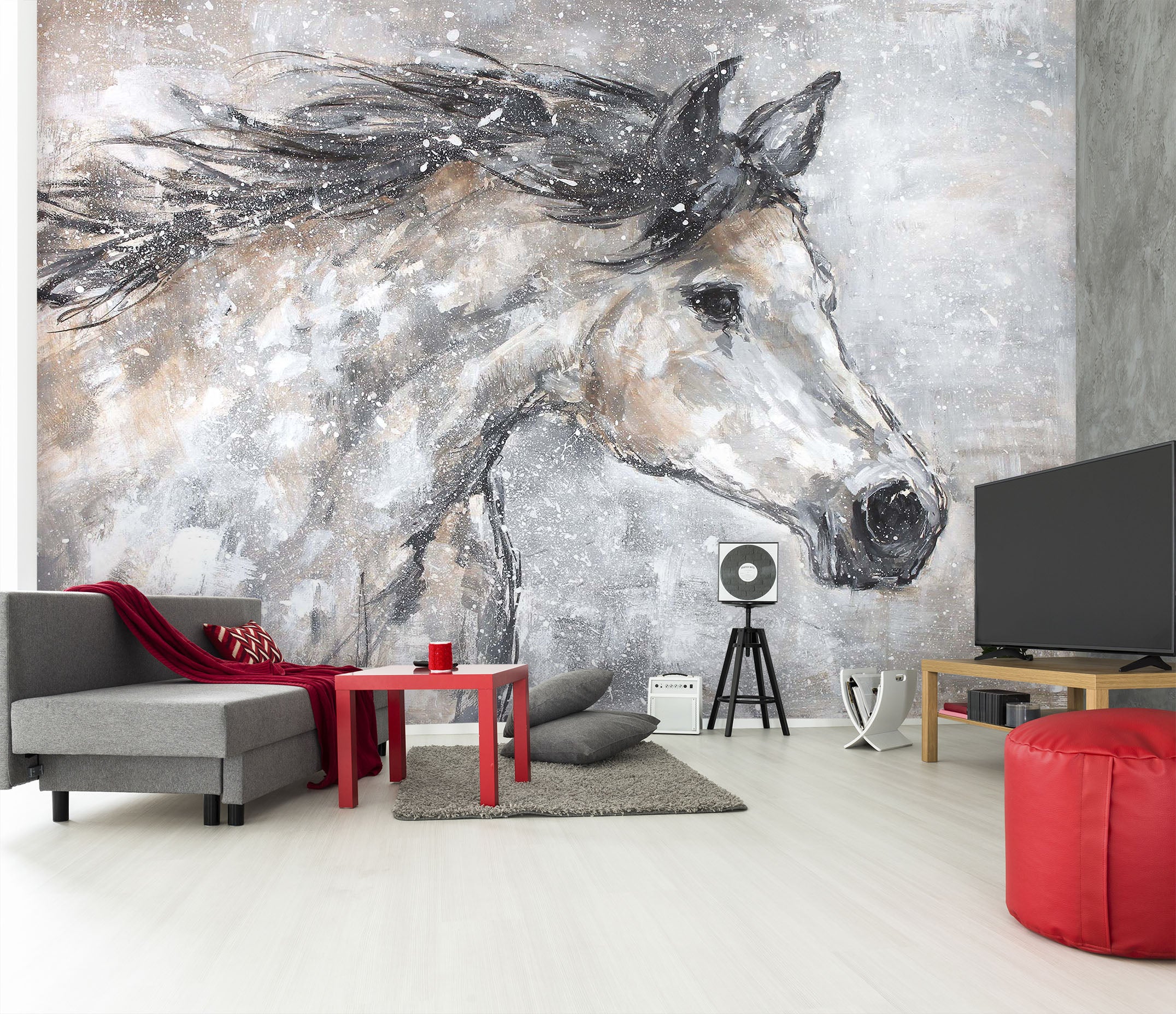 3D White Horse 1624 Debi Coules Wall Mural Wall Murals