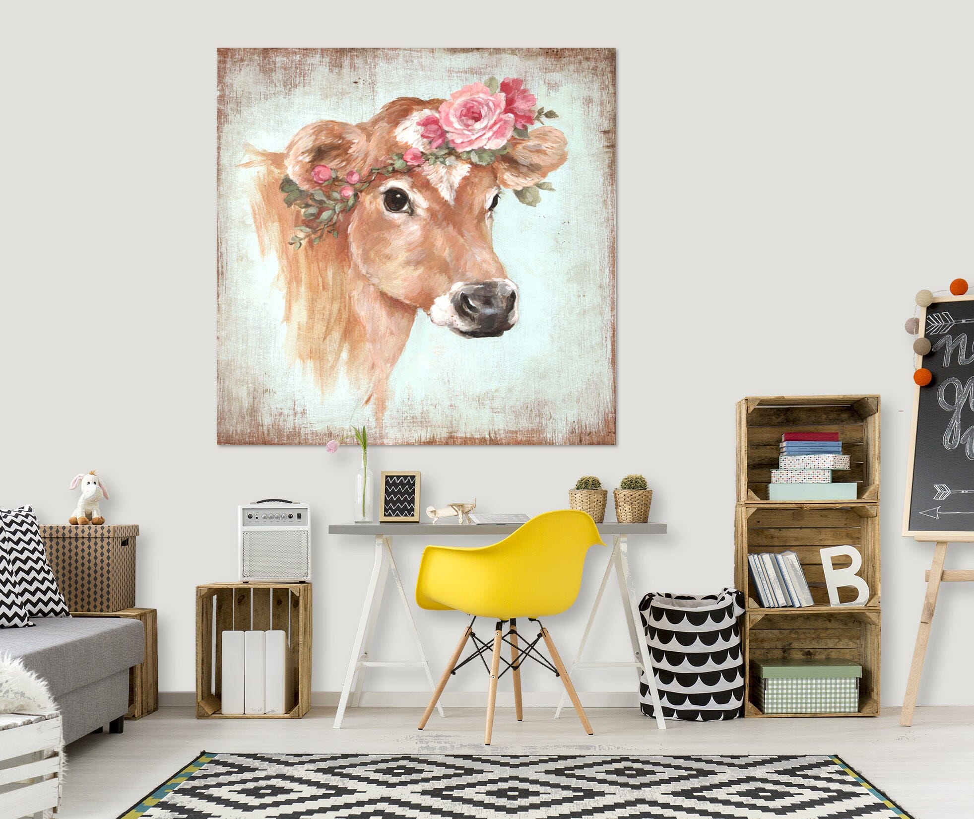 3D Cow Rose 011 Debi Coules Wall Sticker Wallpaper AJ Wallpaper 2 