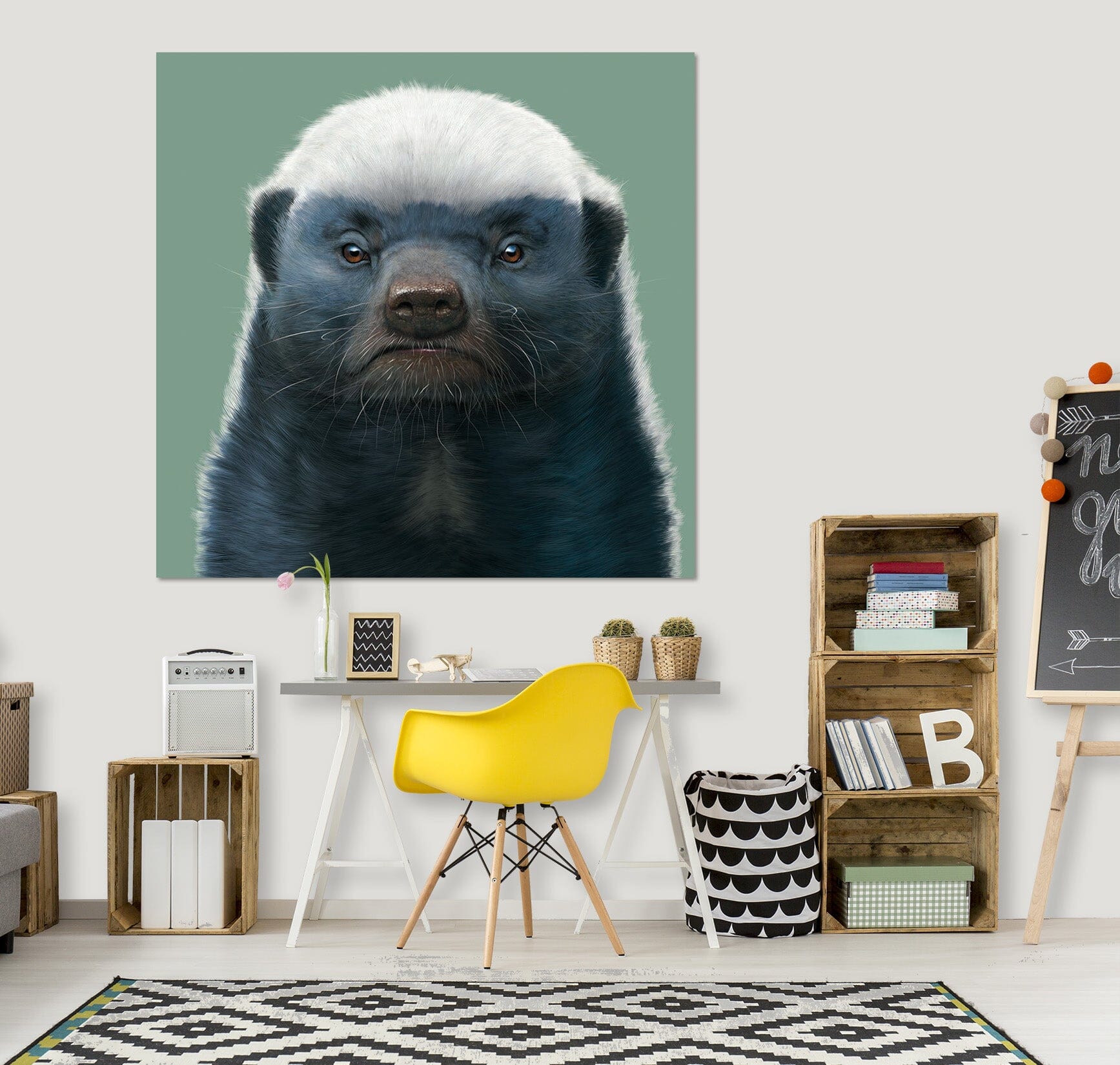 3D Honey Badger Portrait 043 Vincent Hie Wall Sticker Wallpaper AJ Wallpaper 2 