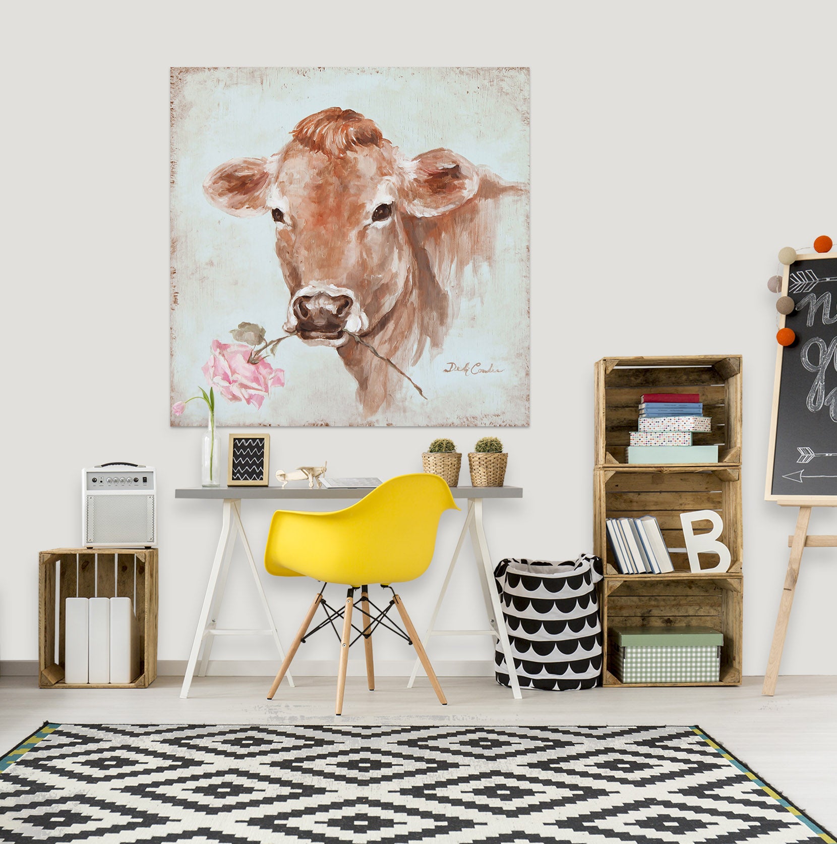 3D Cattle Flower 058 Debi Coules Wall Sticker