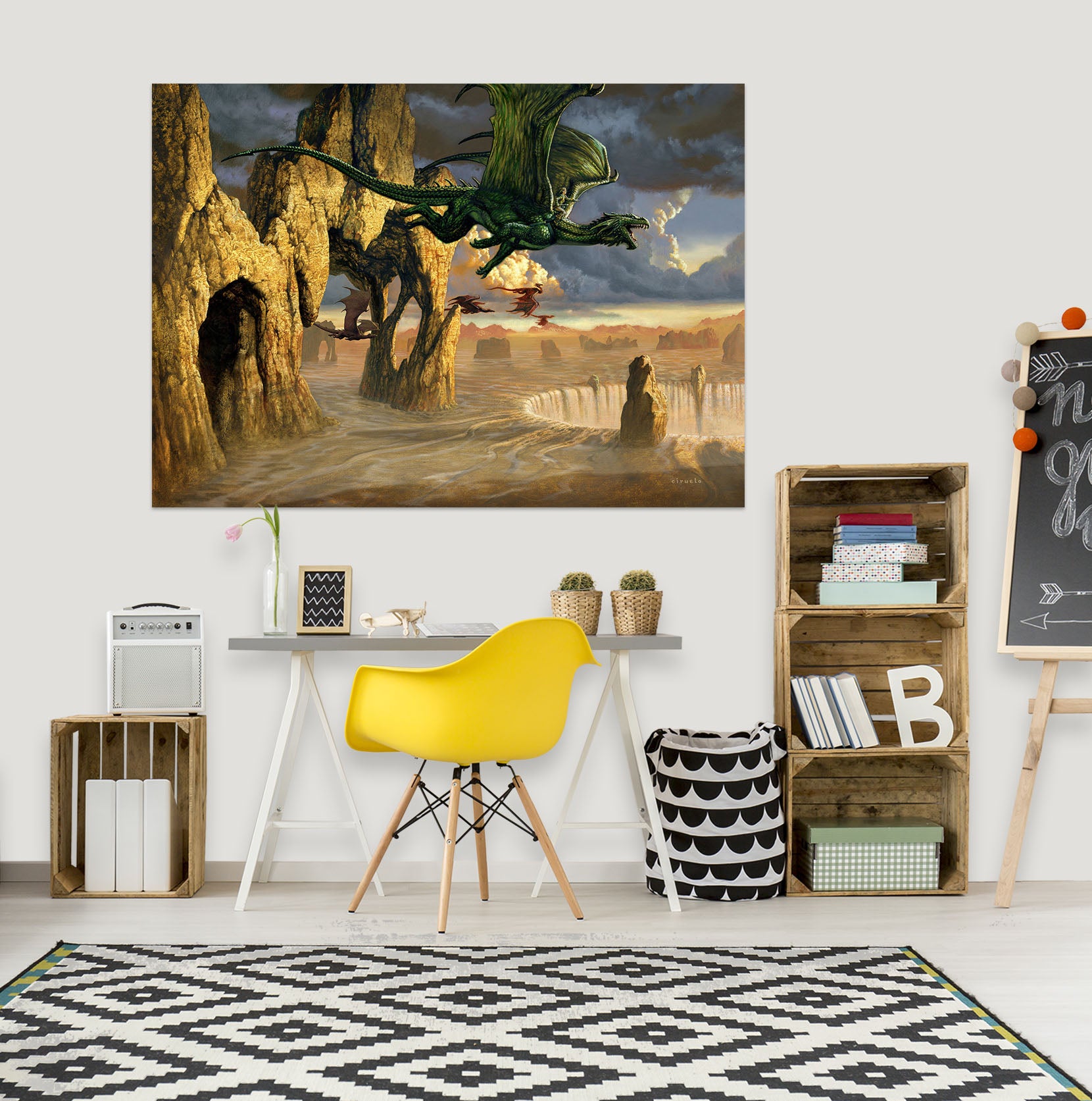 3D Dragon Rock 8064 Ciruelo Wall Sticker