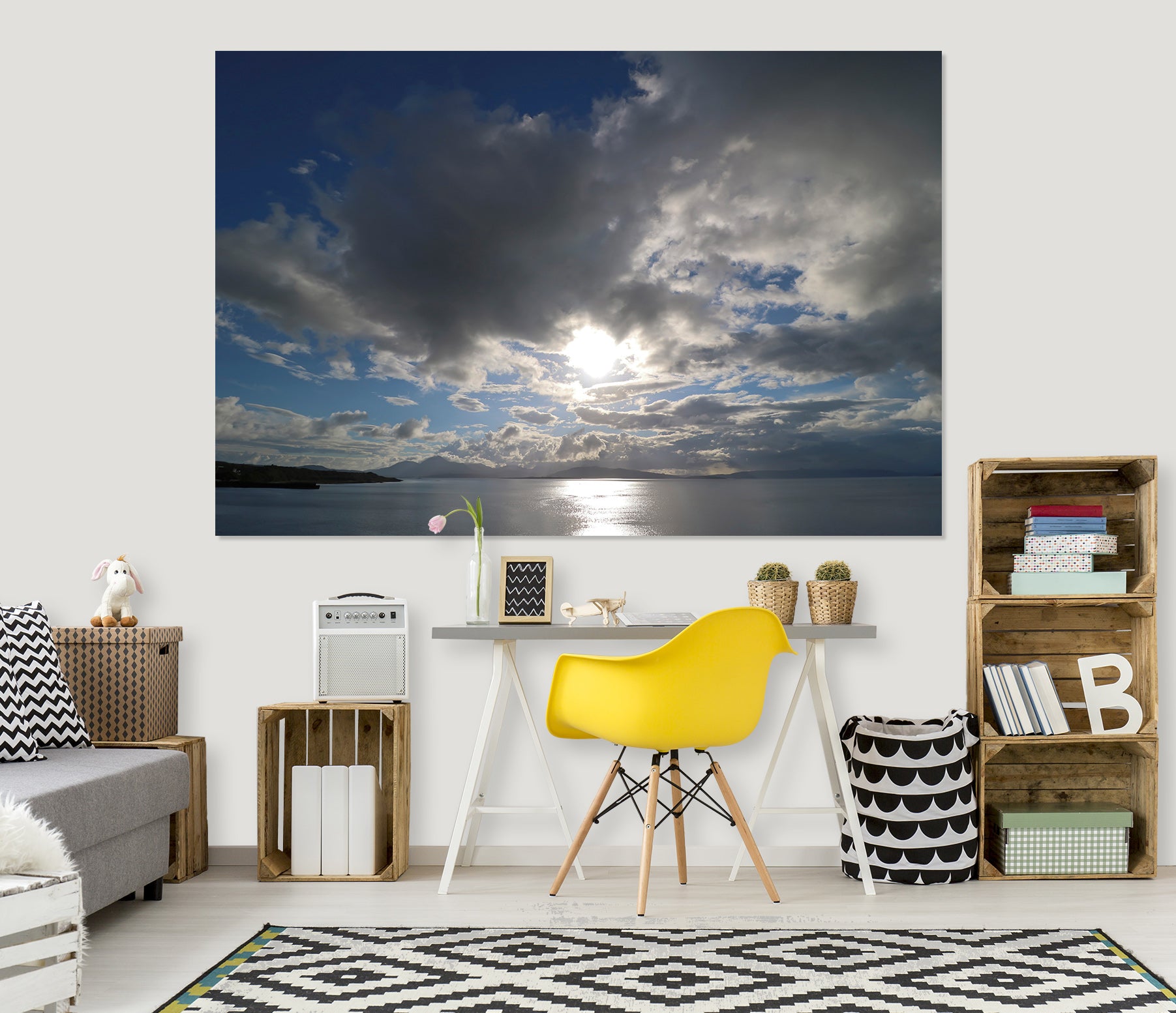 3D Sunny Clouds 125 Jerry LoFaro Wall Sticker