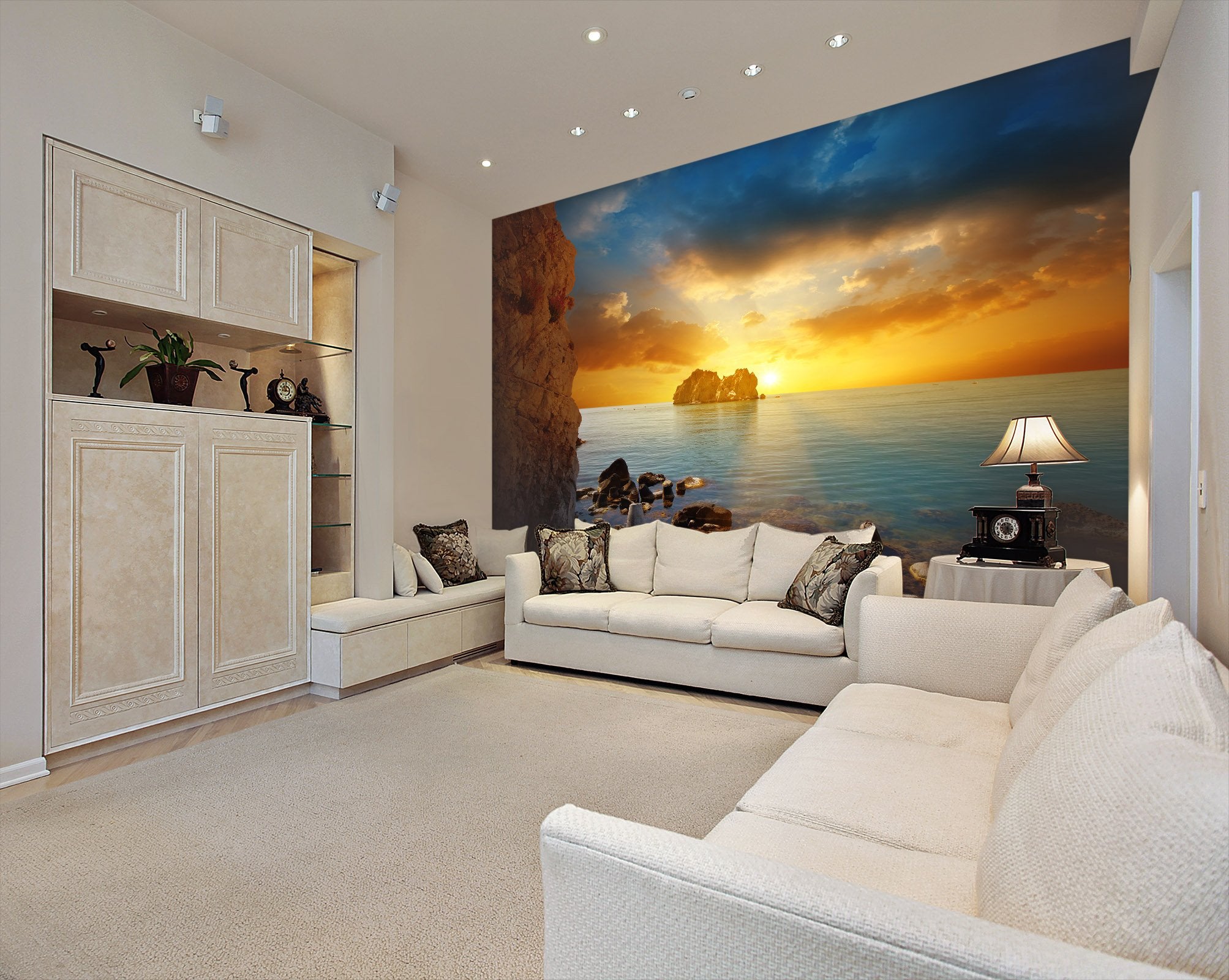 3D dusk ocean view 32 Wall Murals Wallpaper AJ Wallpaper 