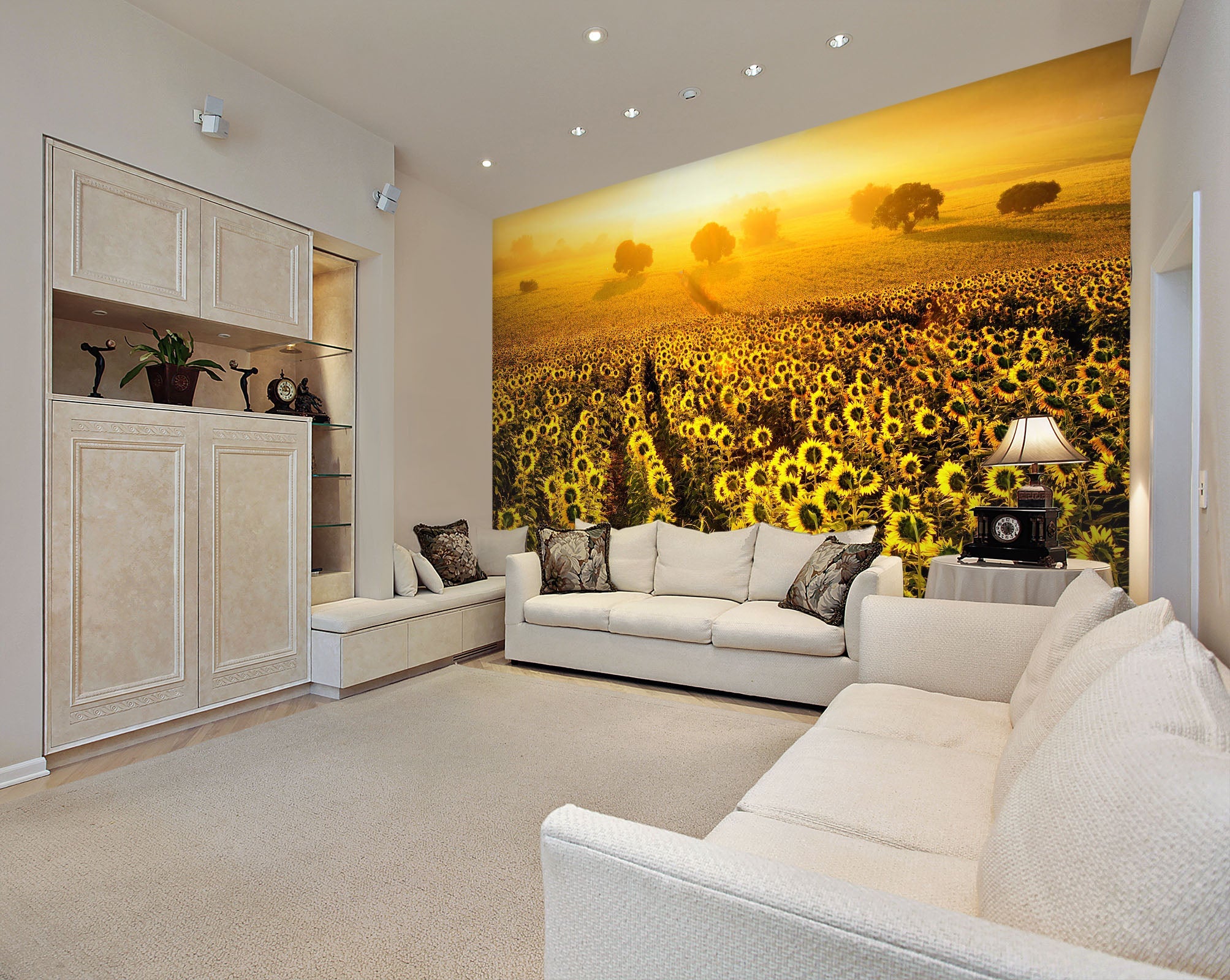 3D Sunflower Field 29 Wall Murals Wallpaper AJ Wallpaper 2 