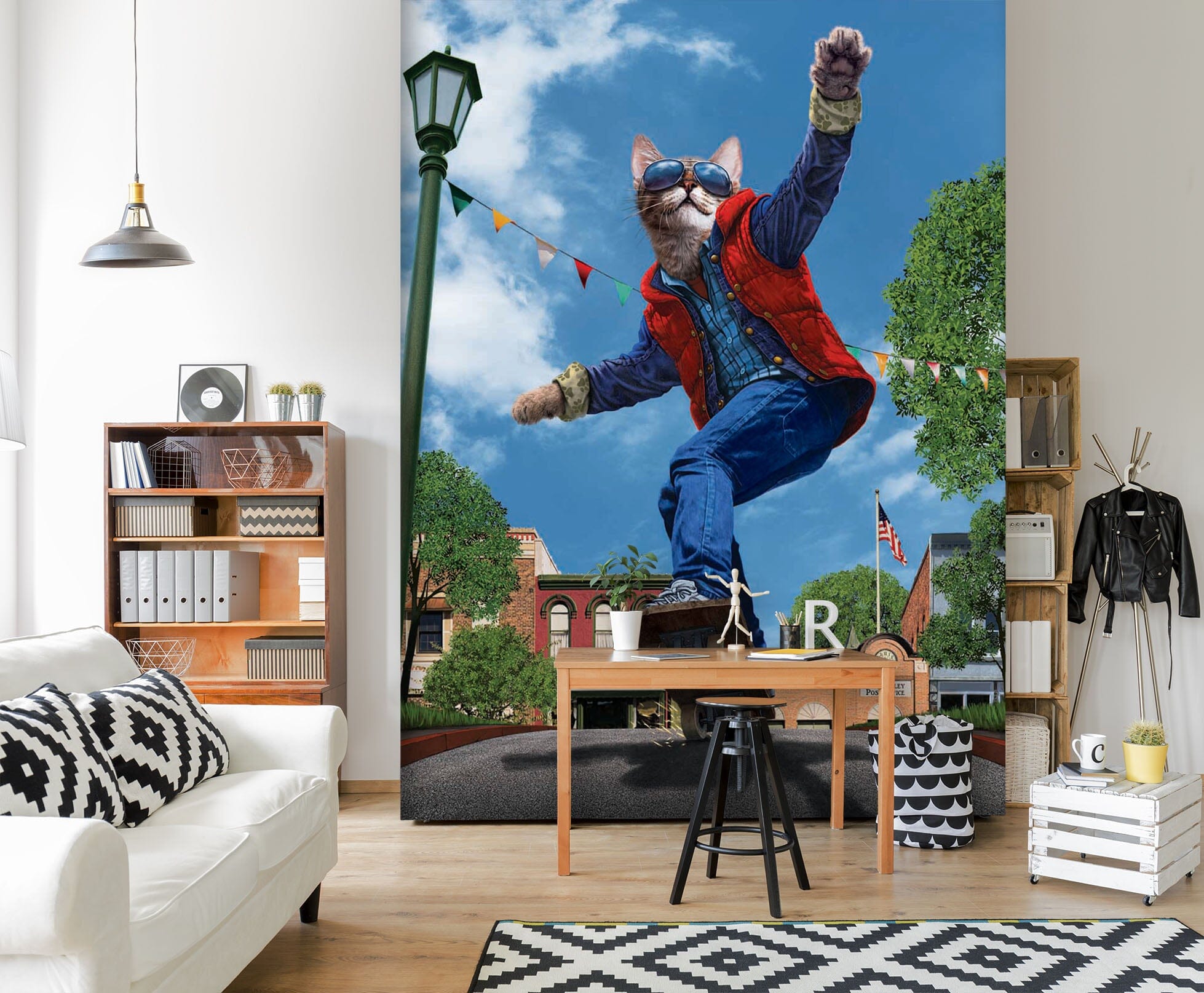 3D Skateboard Cat 1417 Wall Murals Exclusive Designer Vincent Wallpaper AJ Wallpaper 2 