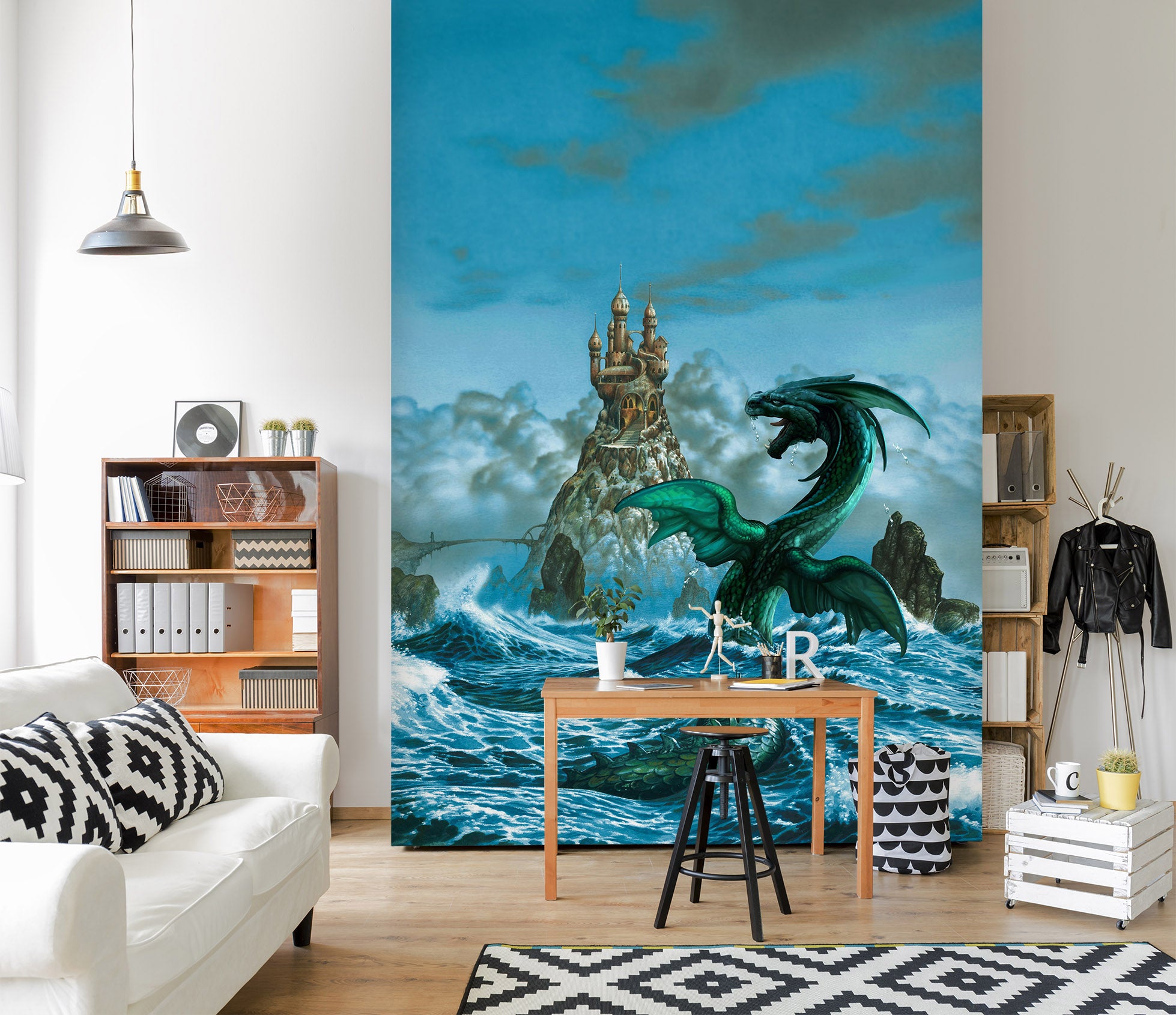 3D Tower Sea Dragon 7091 Ciruelo Wall Mural Wall Murals