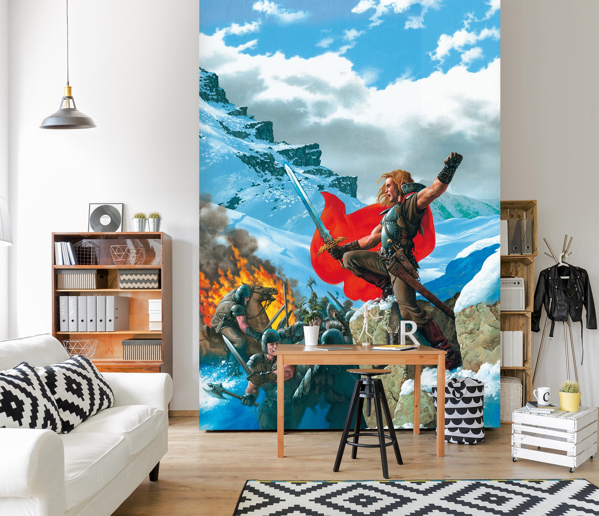 3D Blue Sky White Clouds Soldier 7104 Ciruelo Wall Mural Wall Murals