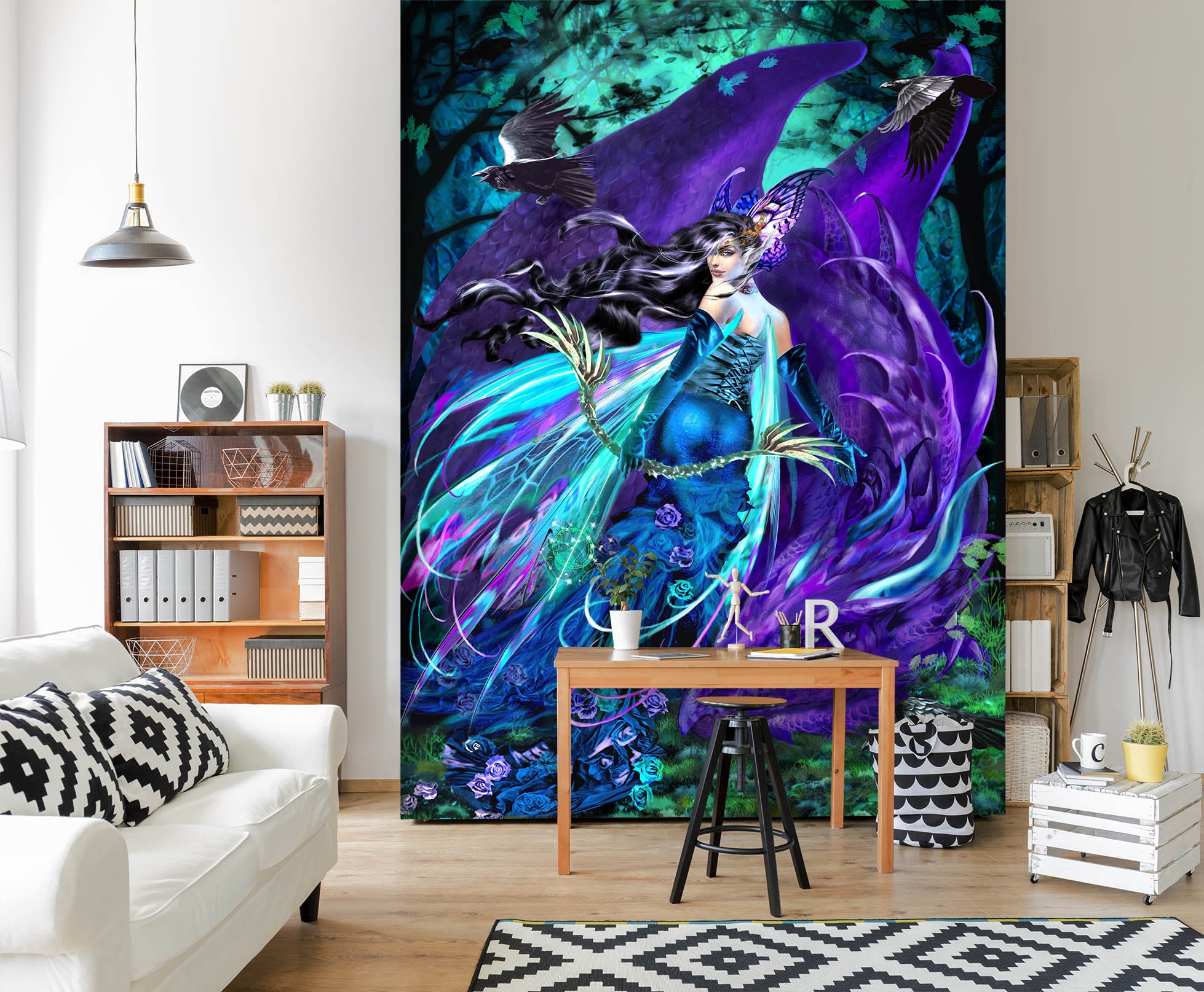 3D Purple Dragon Girl 8149 Ruth Thompson Wall Mural Wall Murals