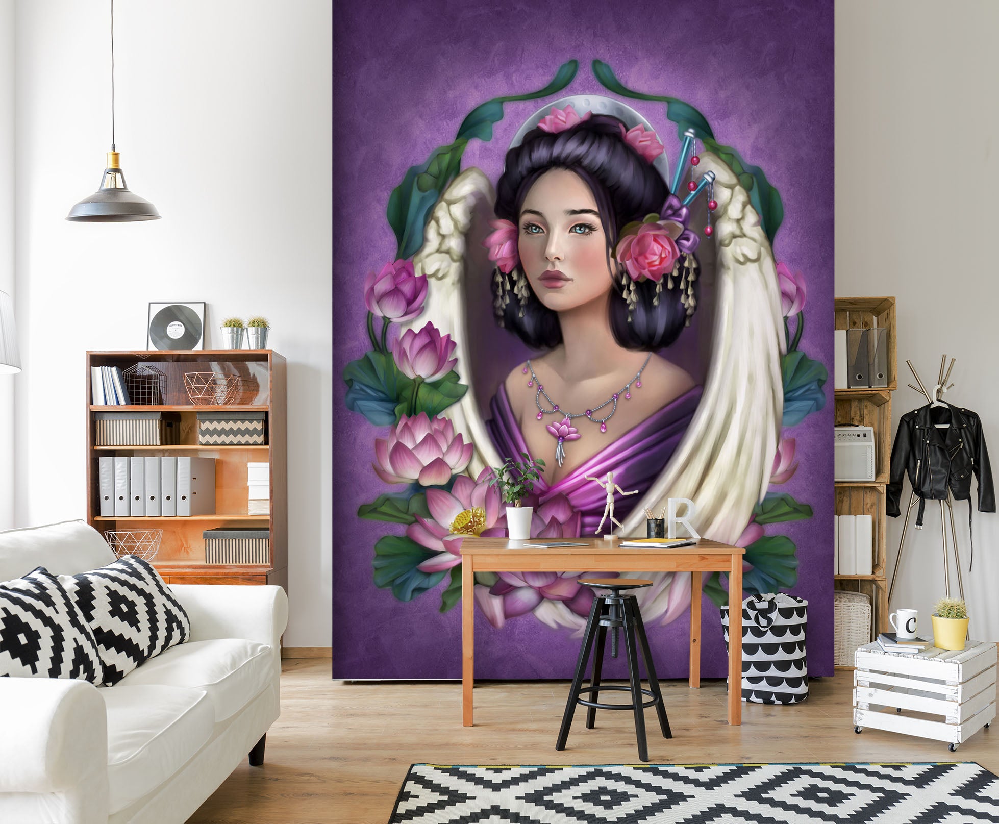 3D Lotus Woman 8797 Brigid Ashwood Wall Mural Wall Murals