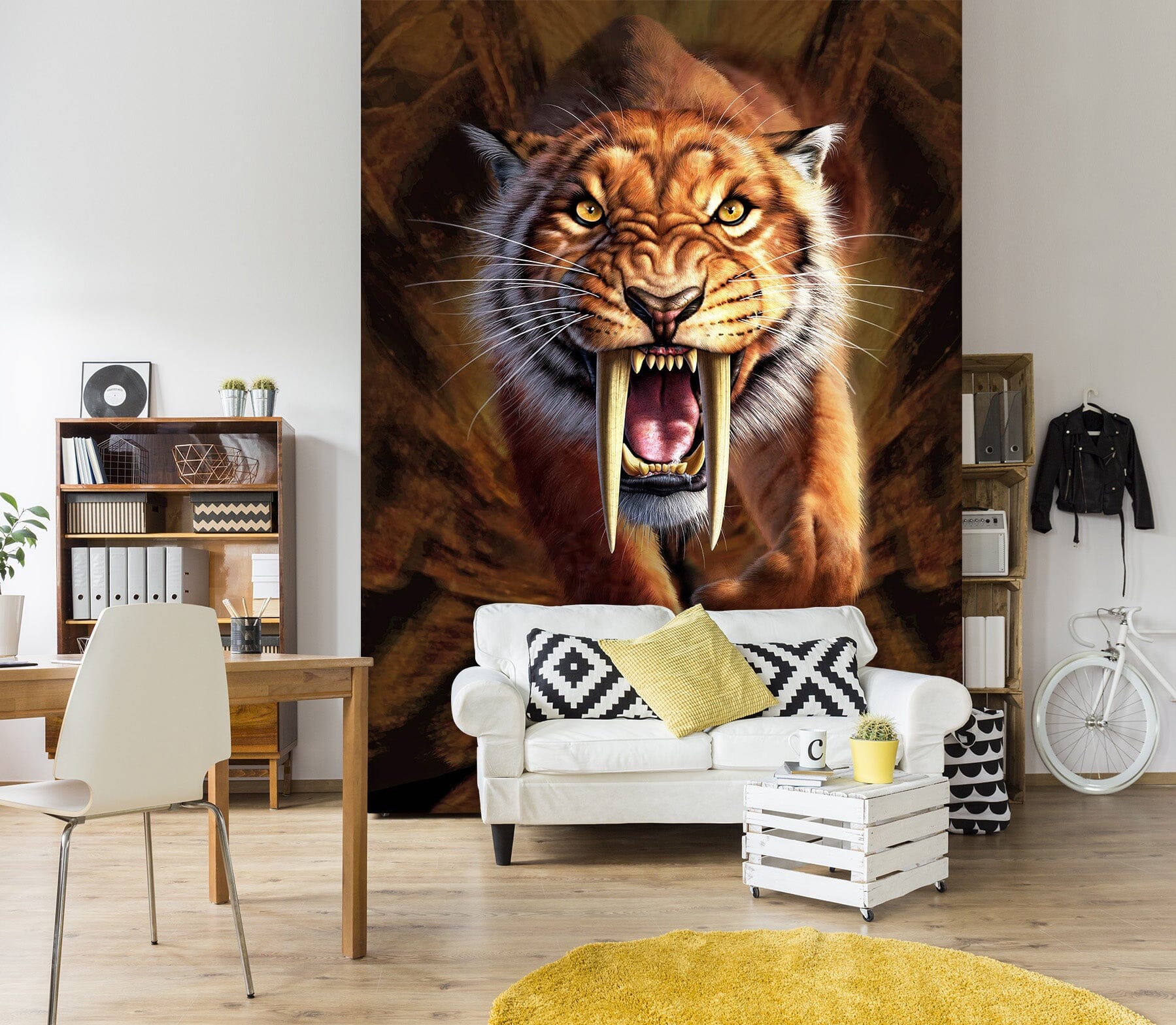 3D Sabertooth 1417 Jerry LoFaro Wall Mural Wall Murals Wallpaper AJ Wallpaper 2 