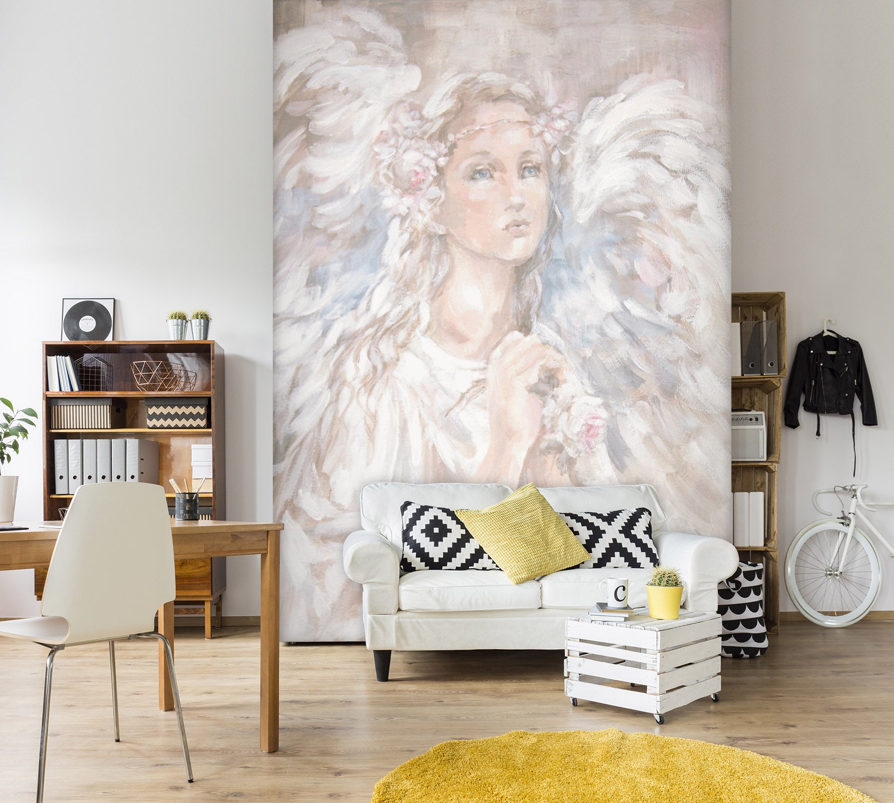 3D Girl White Wings 4020 Debi Coules Wall Mural Wall Murals