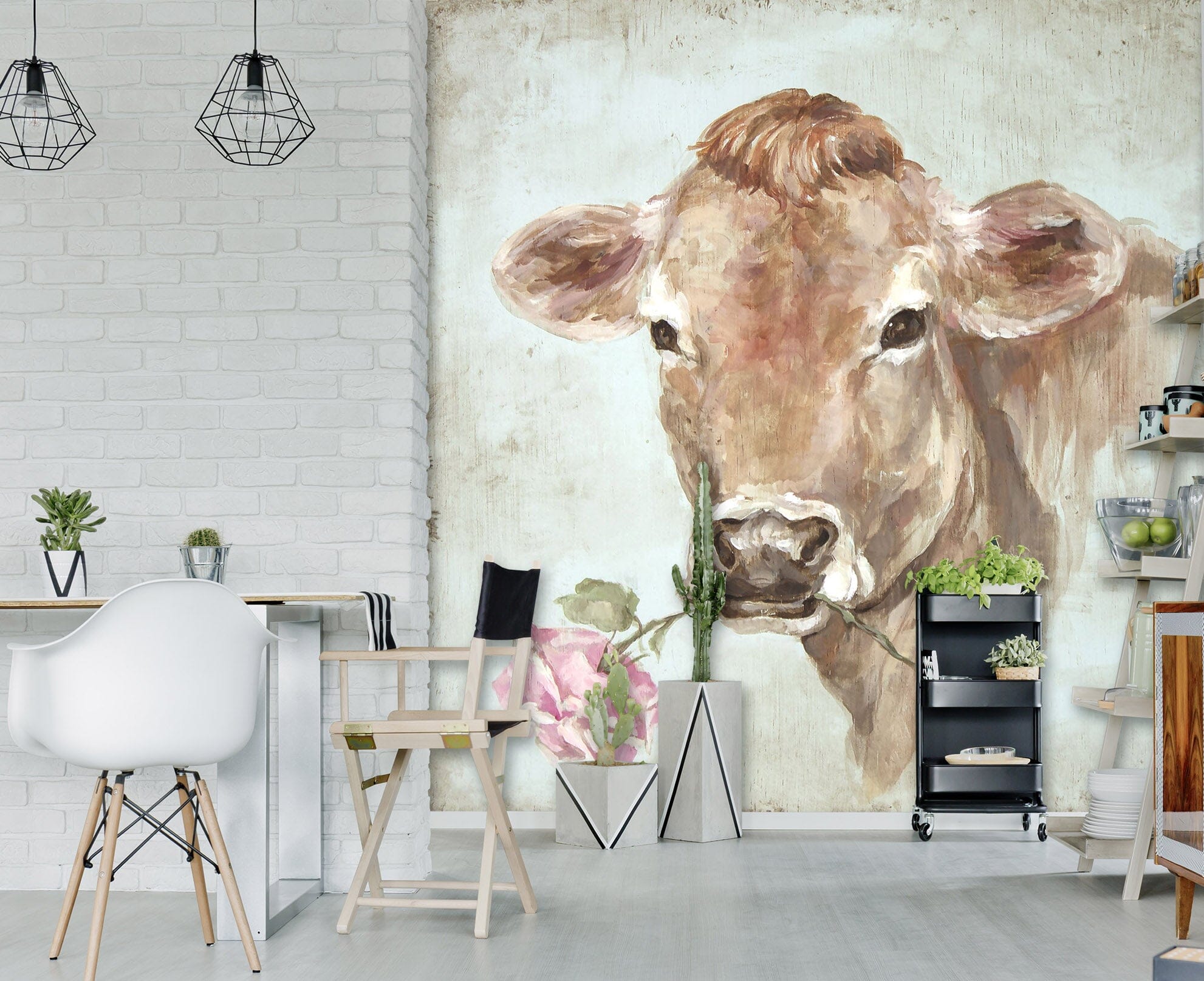 3D Cow Rose 1402 Debi Coules Wall Mural Wall Murals Wallpaper AJ Wallpaper 2 