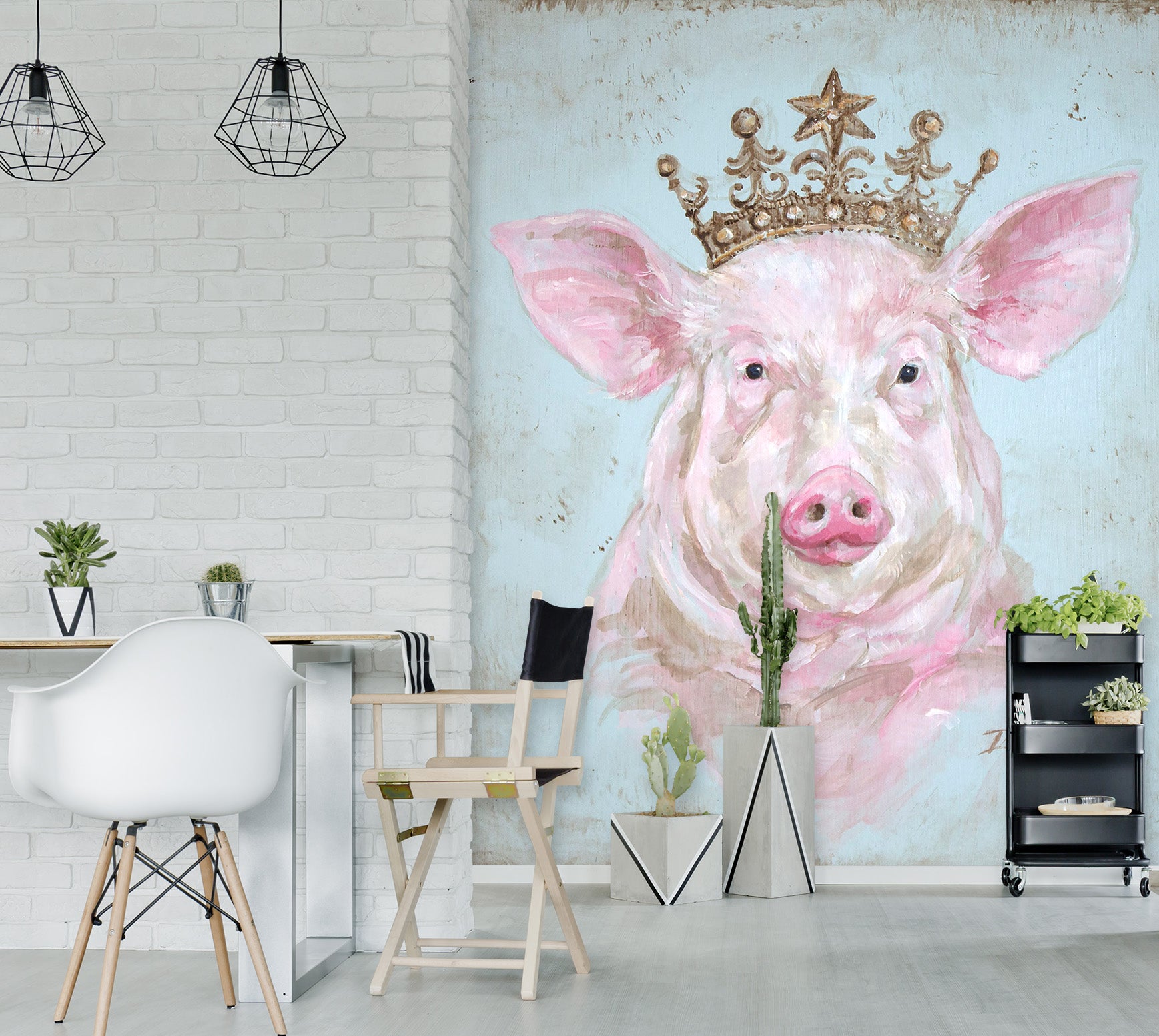 3D Crown Pig 1603 Debi Coules Wall Mural Wall Murals